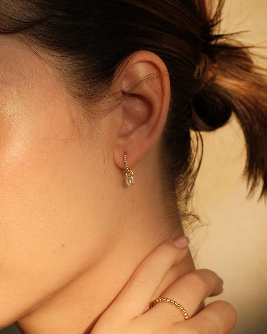 Heirloom Flow Beaded Huggie Hoop Earrings 10mm