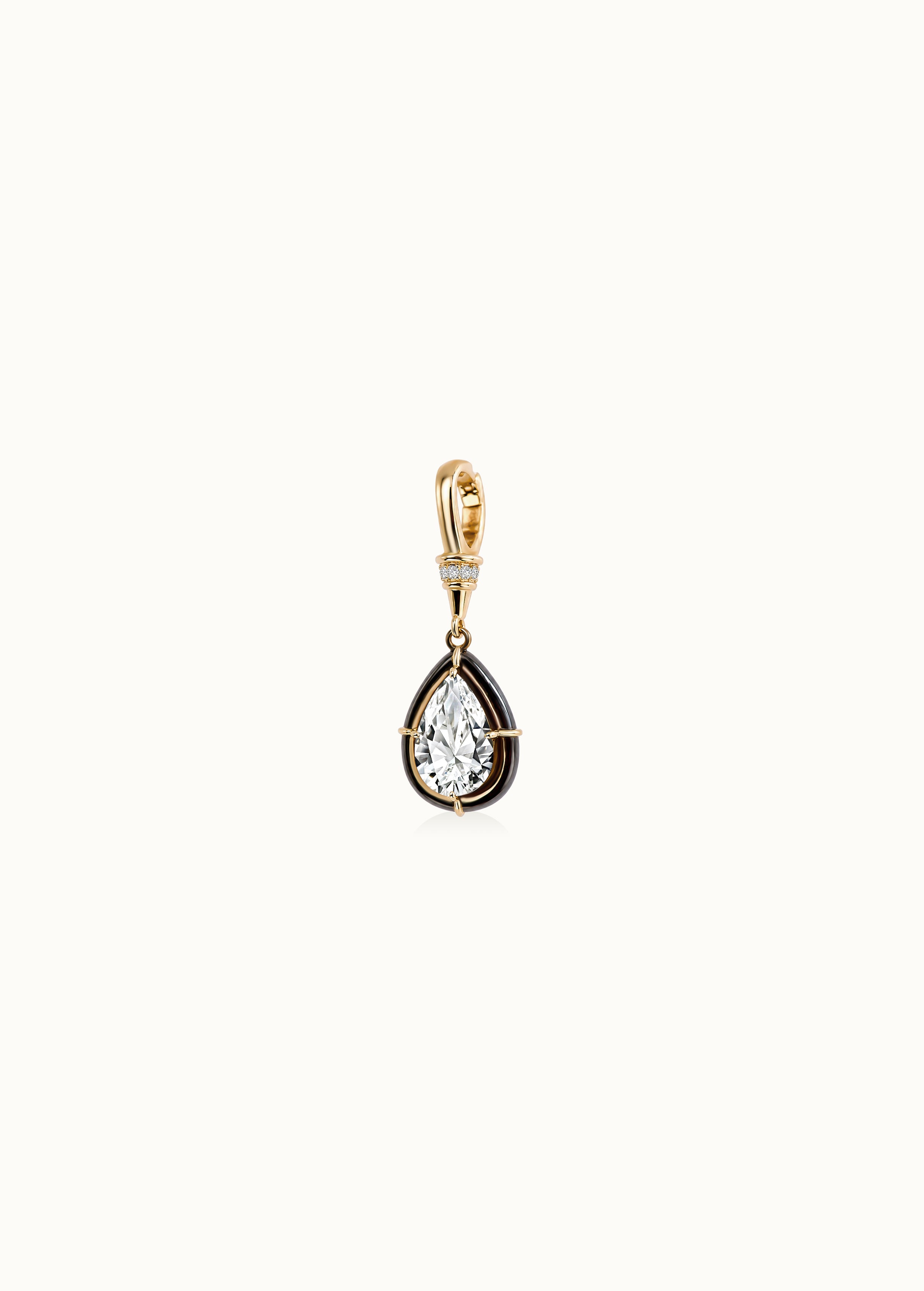 Archive 6.6ct Pear Cut Blackened Moissanite Clip-On Pendant
