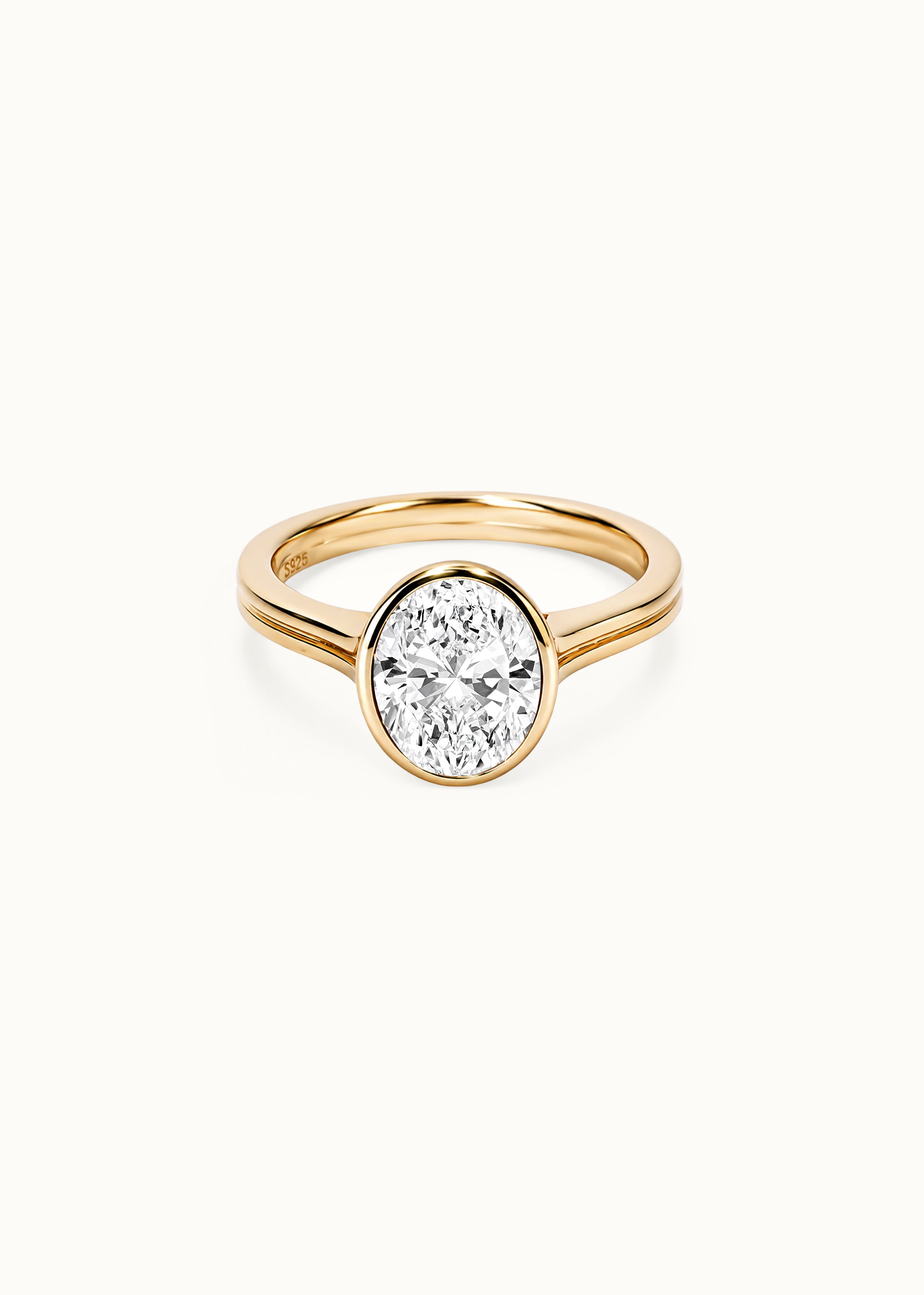 24 Hours Oval Cut Claw Set Moissanite Solitaire Double Band Ring 3ct