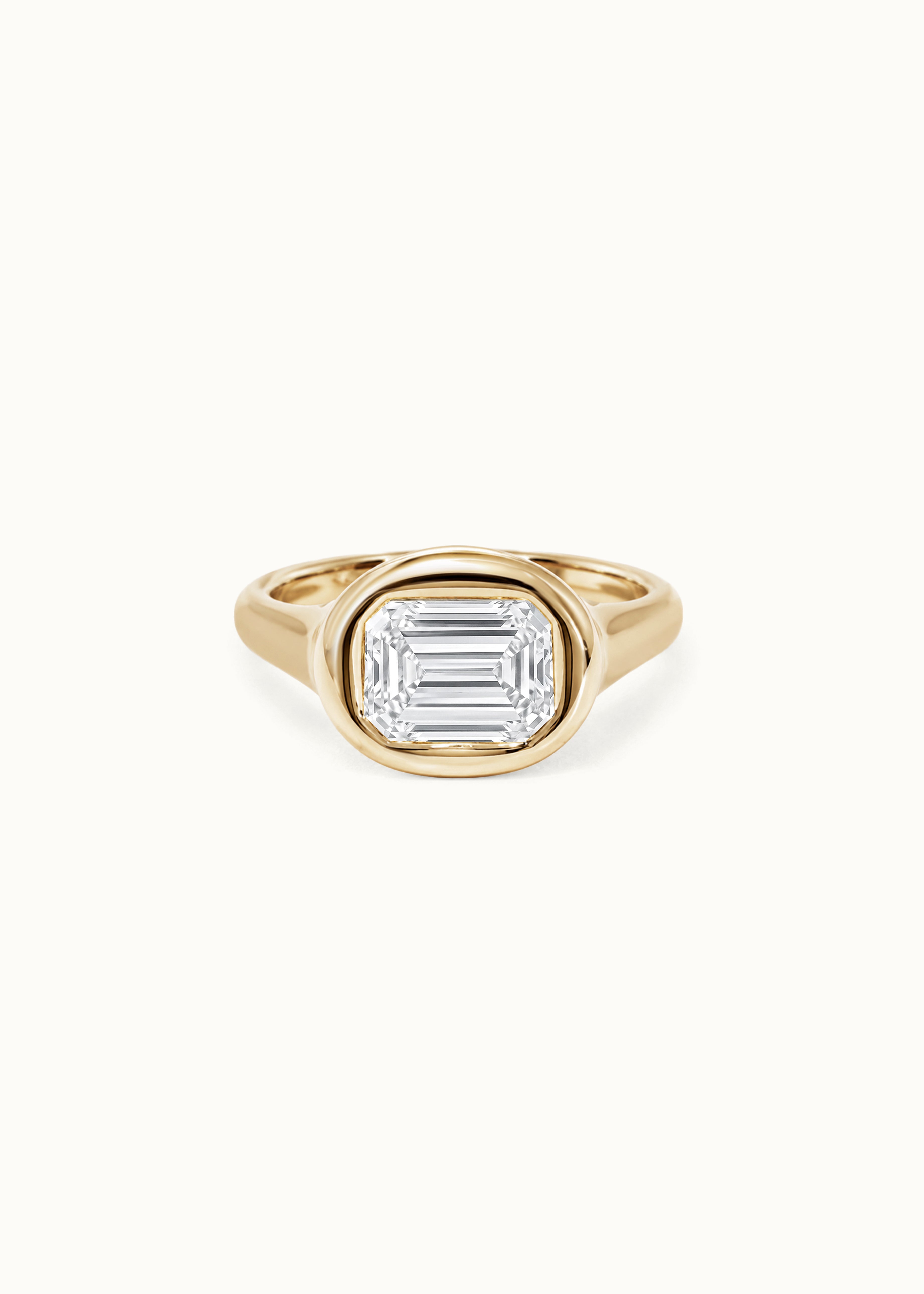 24 Hours Emerald Cut Oval Bezel Set Moissanite Solitaire Ring 3ct