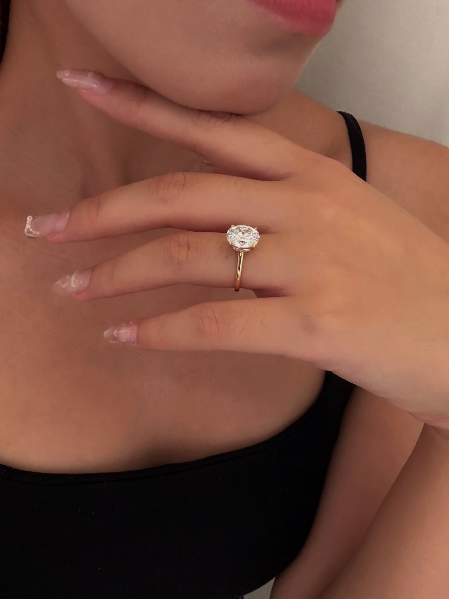 24 Hours Oval Cut Claw Set Moissanite Solitaire Ring 3.5ct