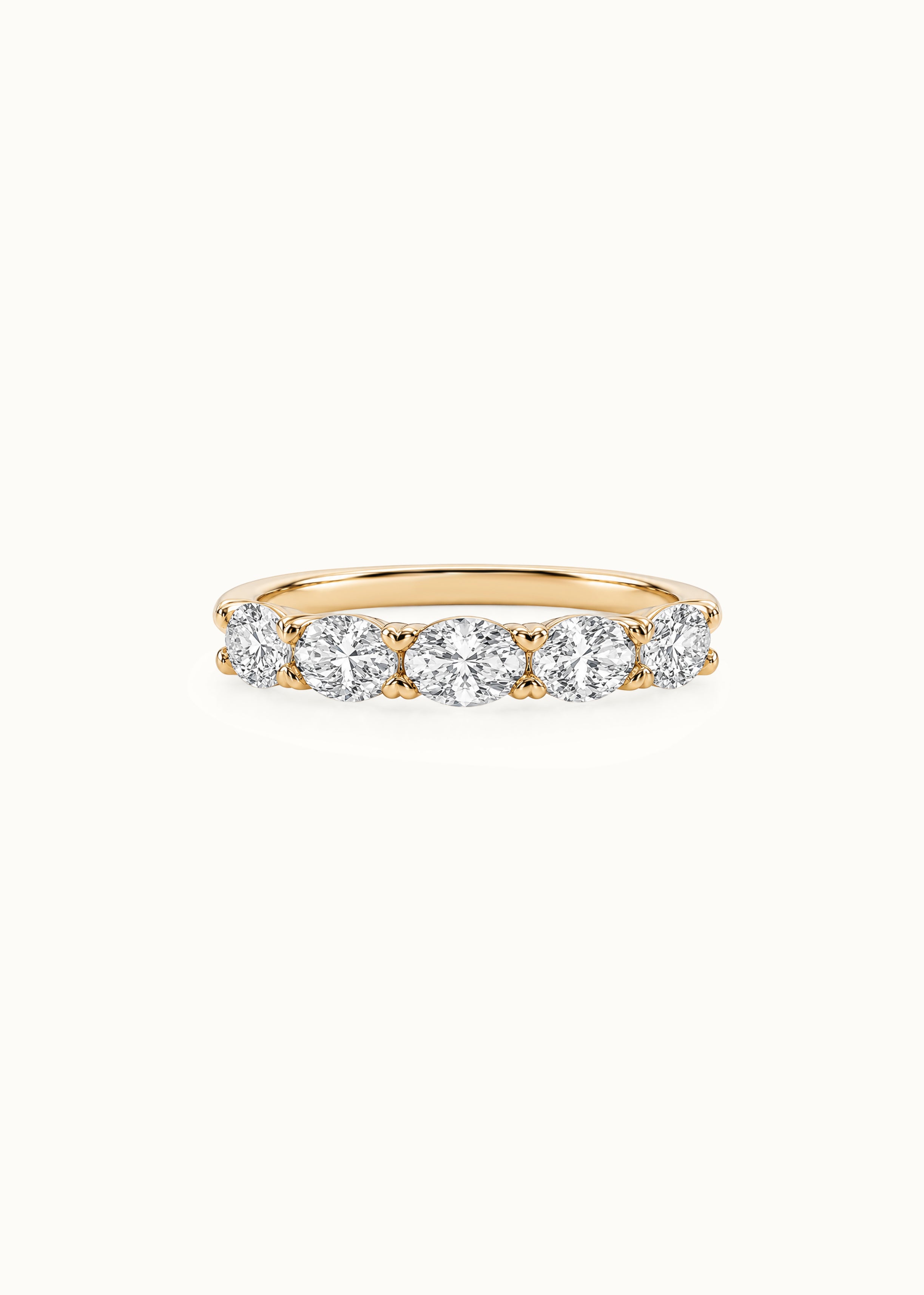 24 Hours Oval Cut East West Claw Set Moissanite Semi Eternity Ring 1.5ct