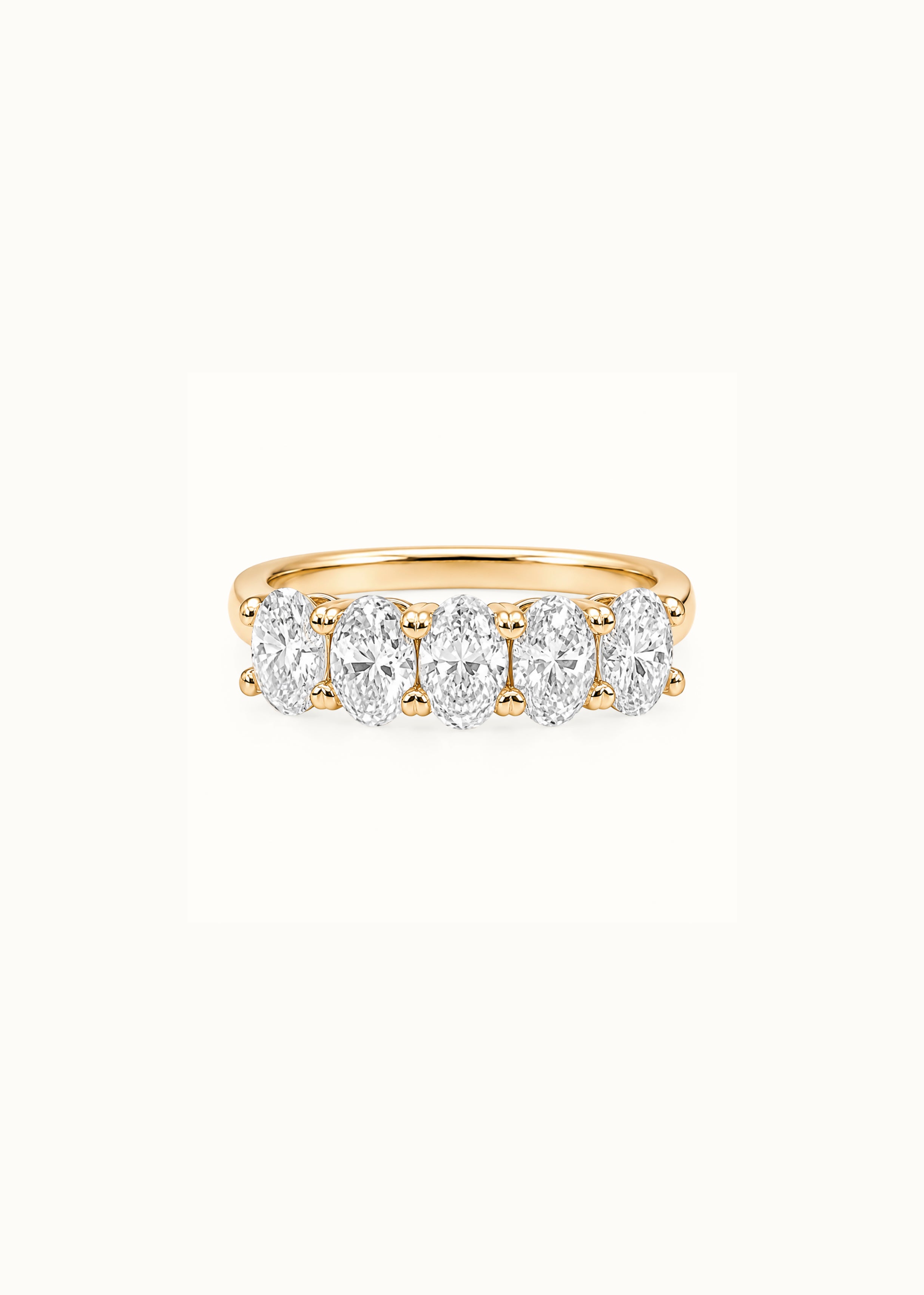 24 Hours Oval Cut Claw Set Moissanite Semi Eternity Ring 1.5ct