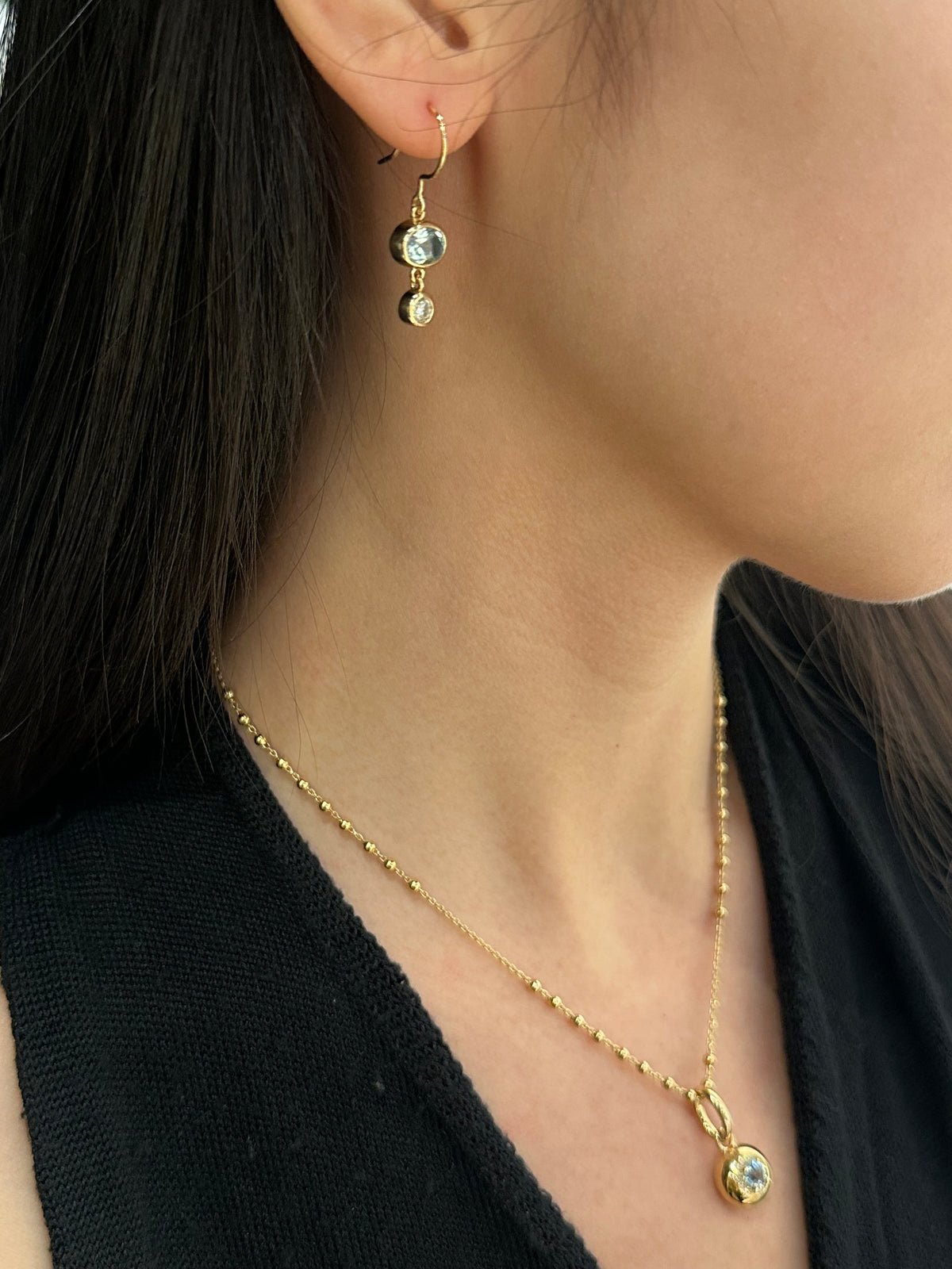 Archive Natural Topaz and Moissanite Drop Earrings 1.5ct
