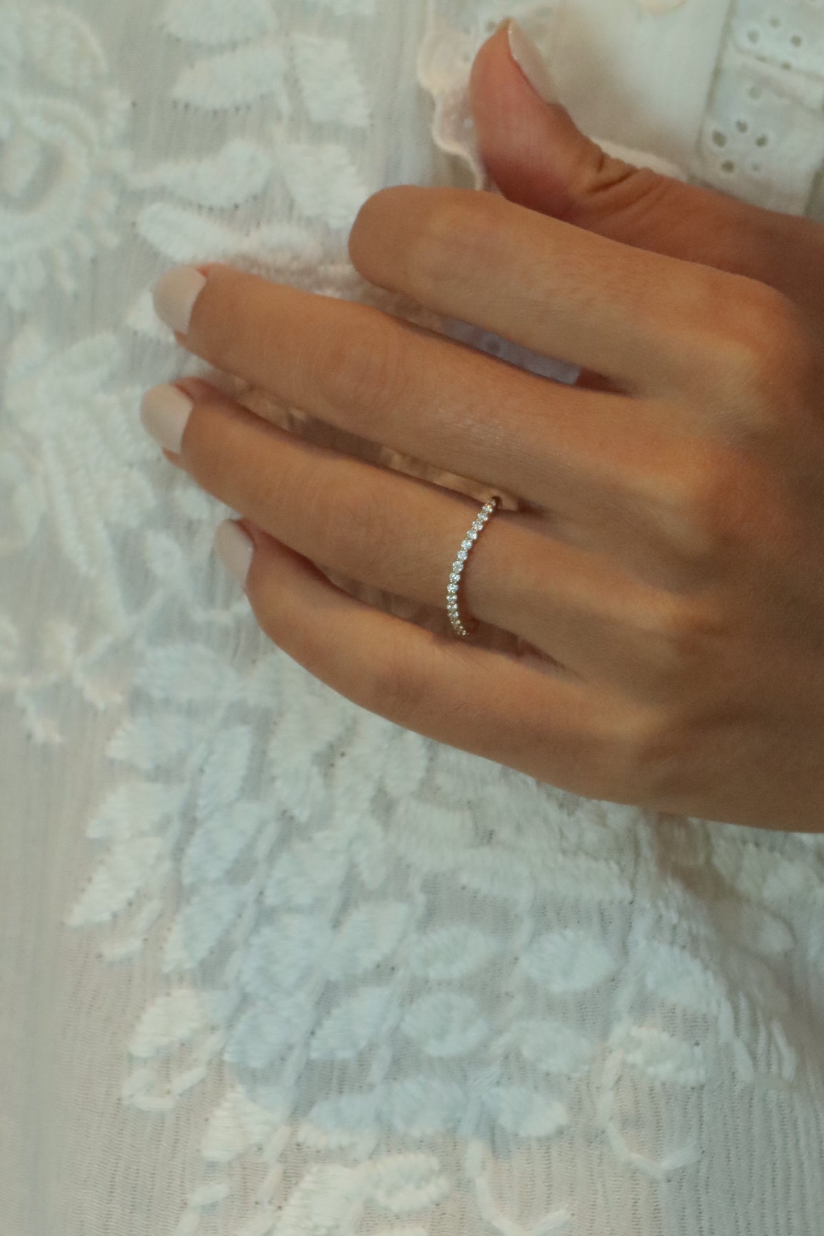 24 Hours Round Brilliant Cut Claw Set Moissanite Semi Eternity Ring 0.3ct