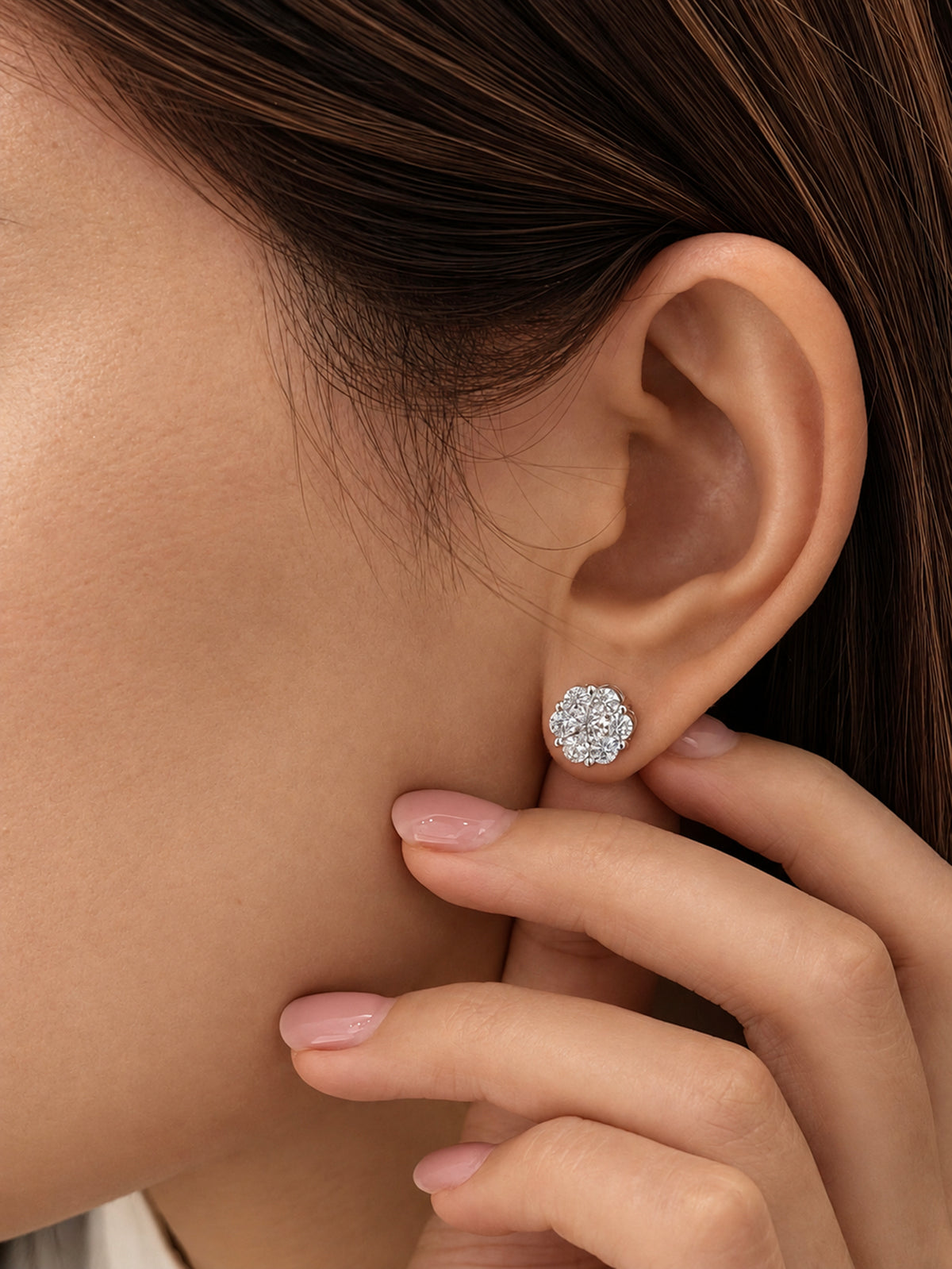 24 Hours Plum Blossom Moissanite Studs Earrings 4.2ct