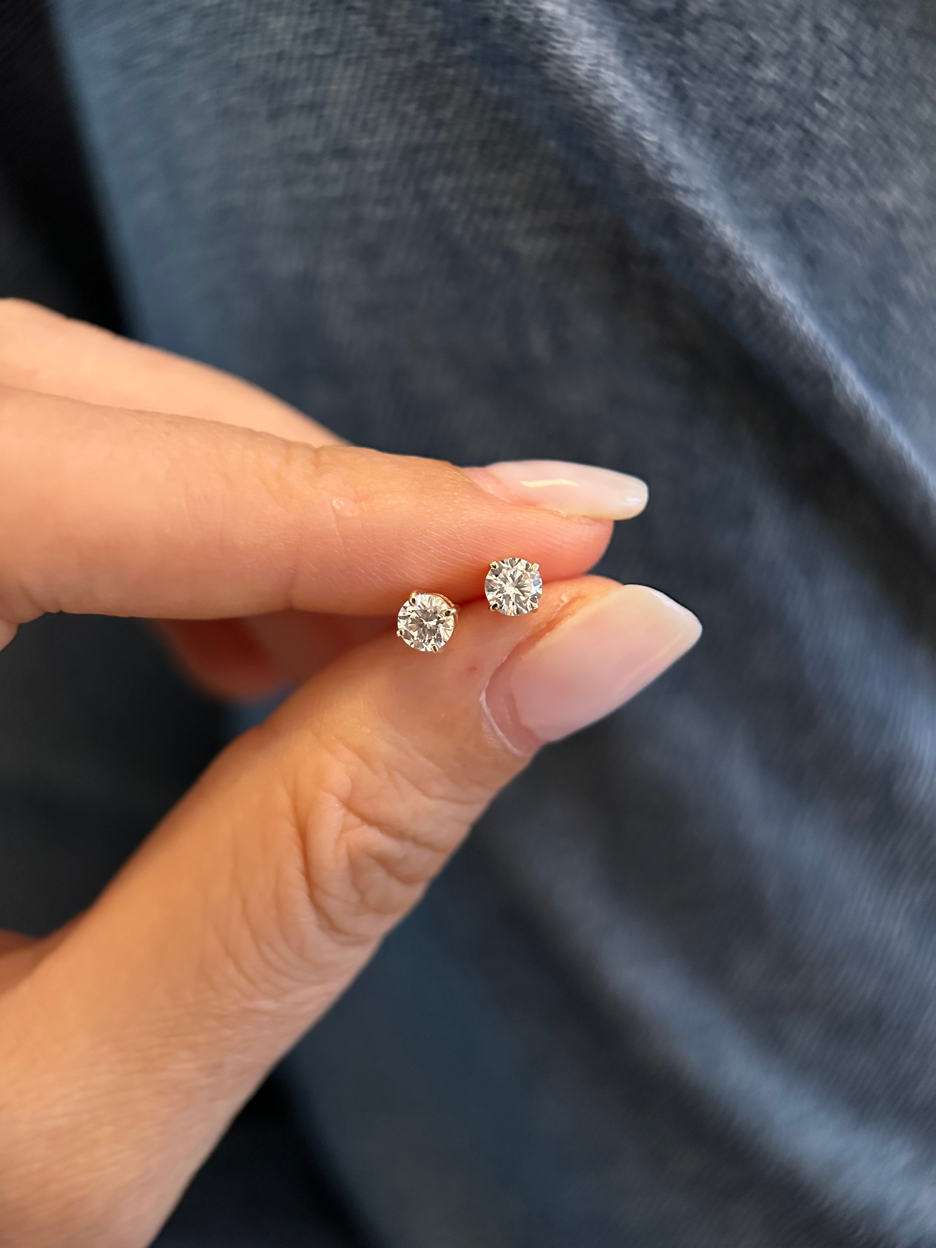 Heirloom Classic Round Brilliant Claw Set Diamond Studs Earrings