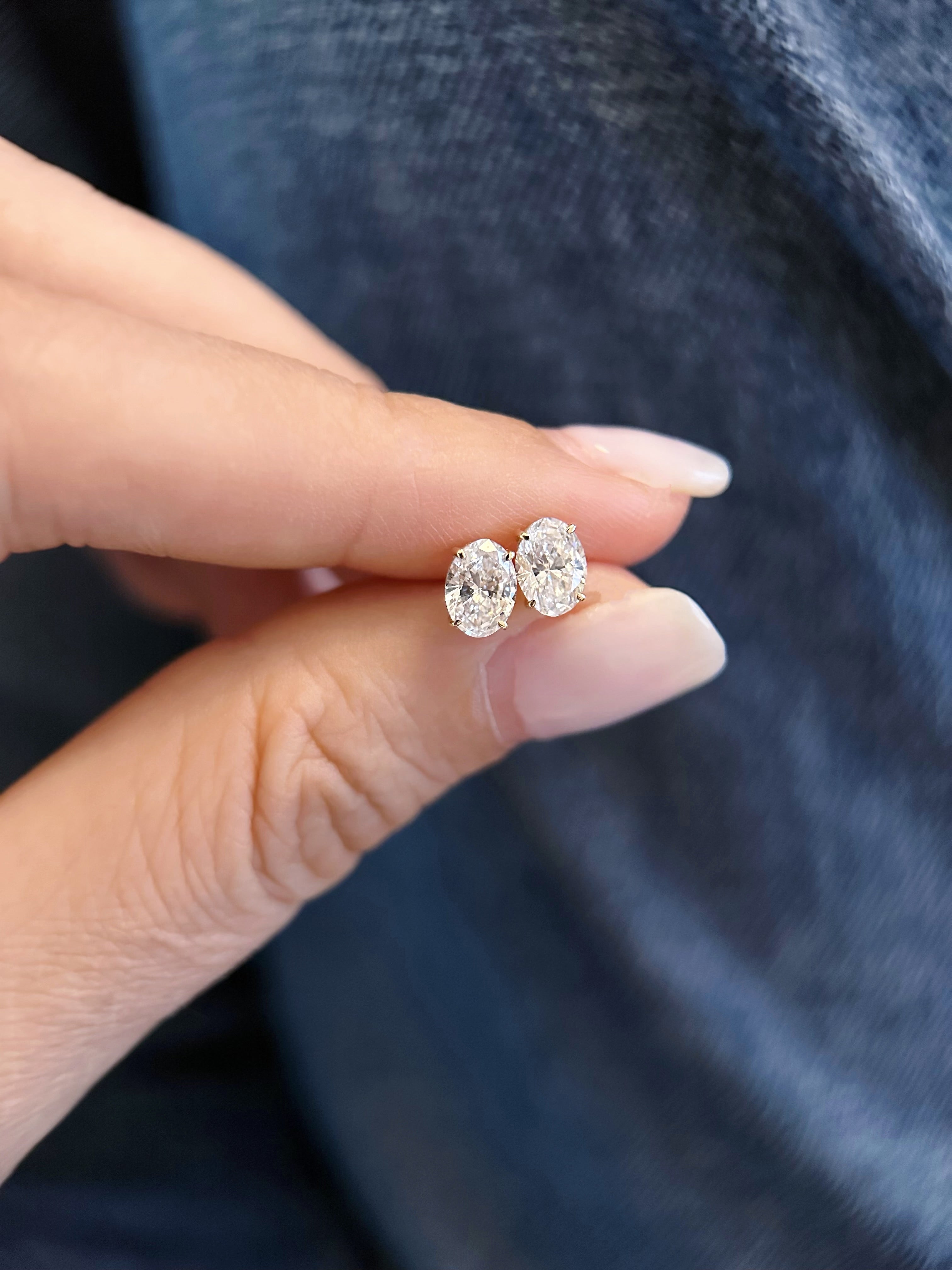 Heirloom Classic Oval Cut Claw Set Diamond Studs Earrings
