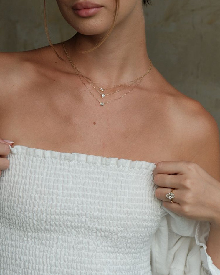 Heirloom Classic 0.3ct Bezel Set Pear Cut Diamond Solitaire Necklace