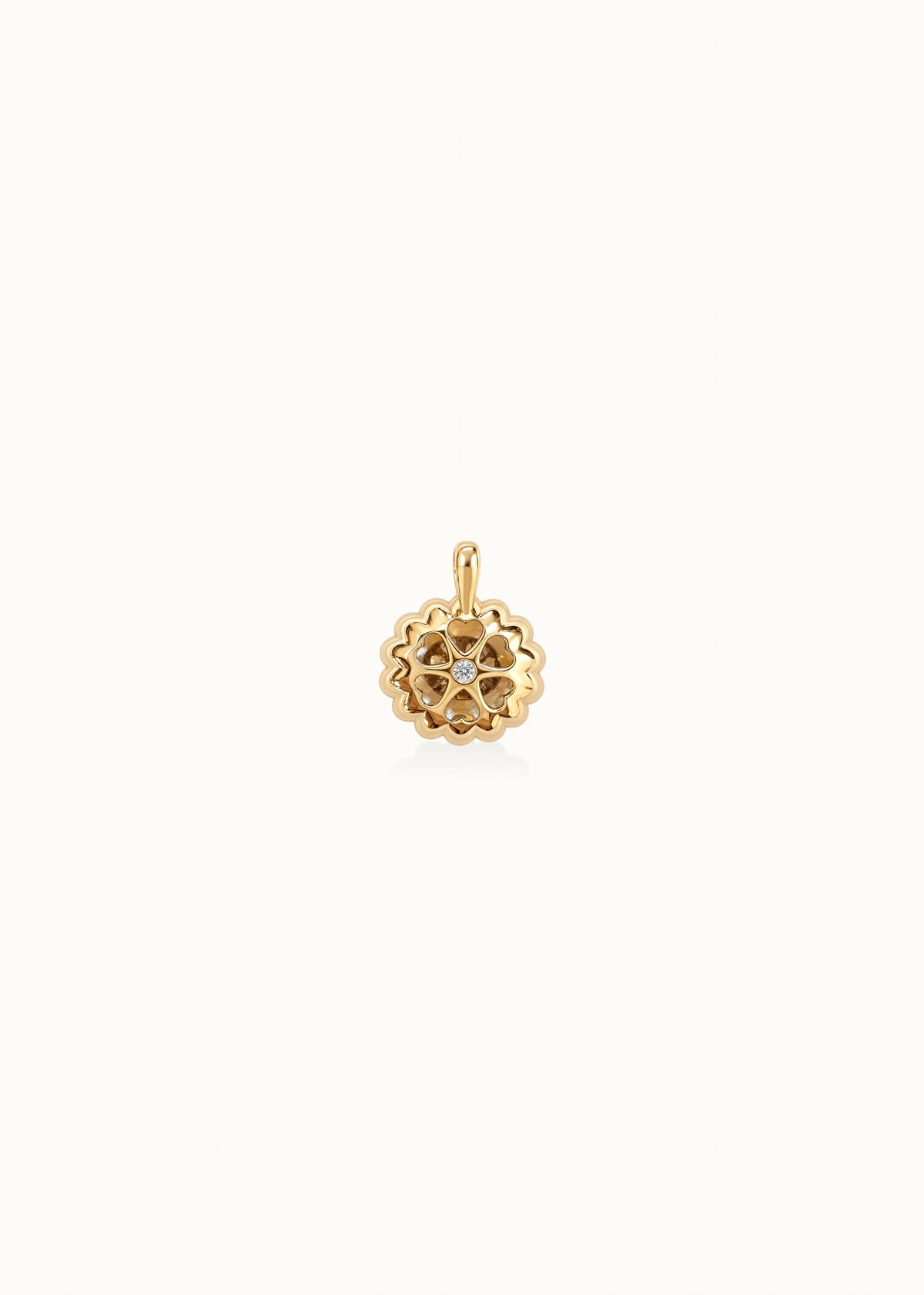 Archive East-West Old Mine Cut Oval Flower Champagne Moissanite Pendant 4ct