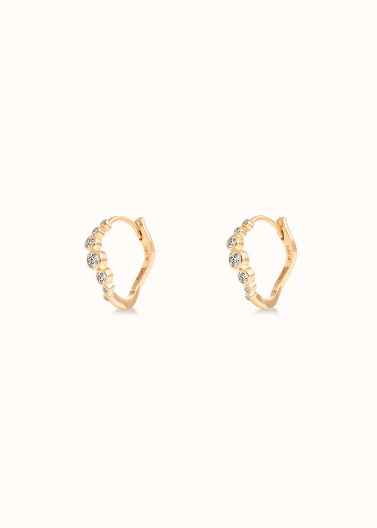 Heirloom Wave 7 Diamond Hoop Earrings 14mm