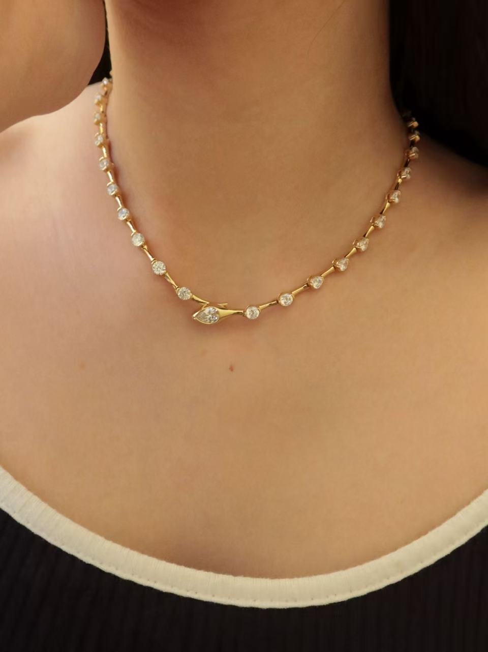 24 Hours Medusa Moissanite Tennis Necklace 16.5ct