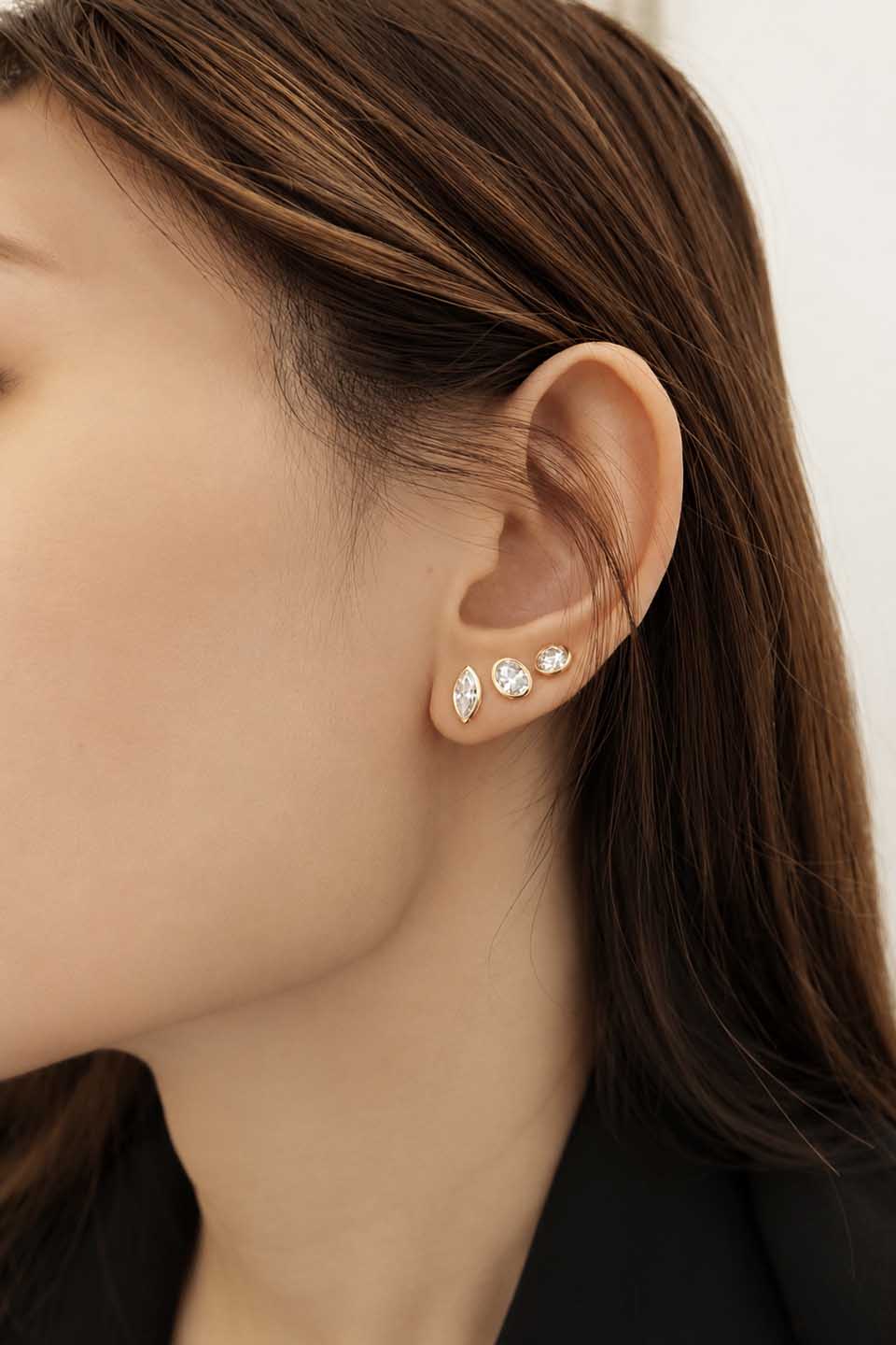 Heirloom Super Flat 1ct Round Brilliant Bezel Set Diamond Studs