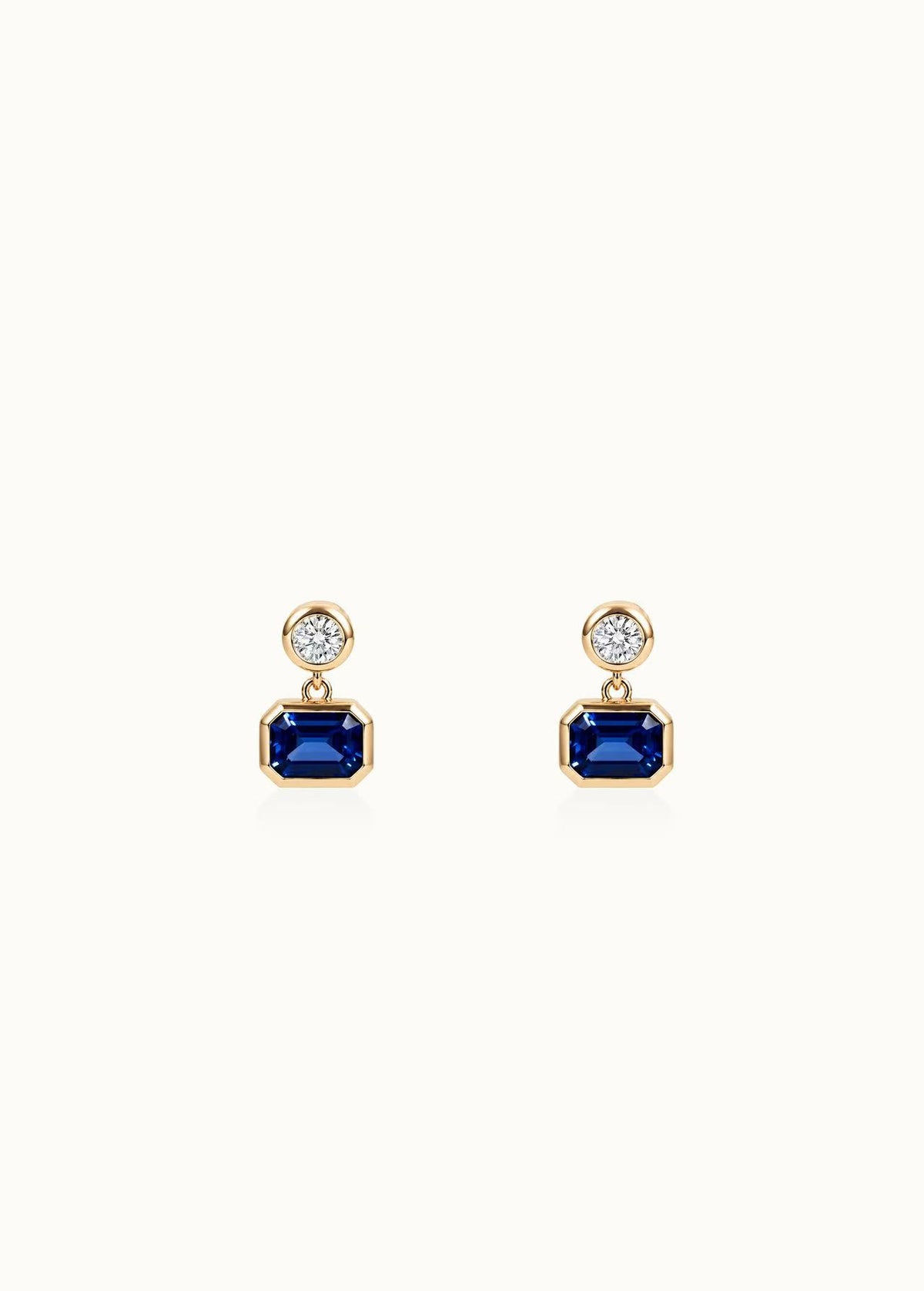 Archive Emerald Cut Lab Grown Sapphire and Moissanite Drop Earrings 4.8ct