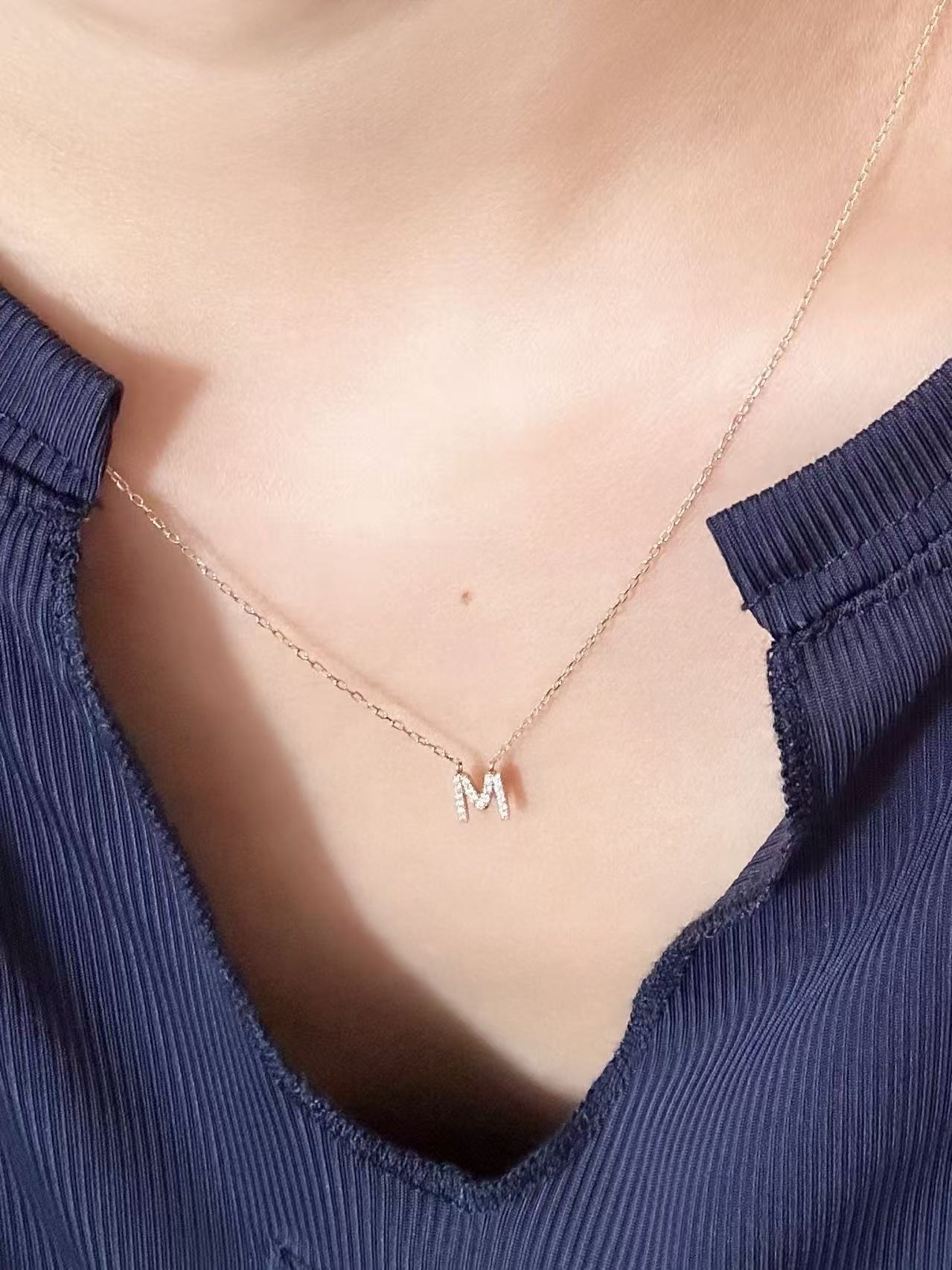 Heirloom Super Fine Diamond Initial Necklace