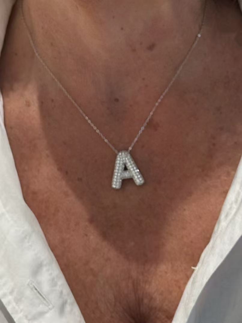 24 Hours Flow Bubble Moissanite Initial Necklace