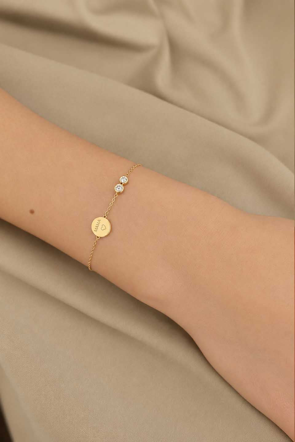 Heirloom Bubble 2 Diamond Engravable Charm Chain Bracelet