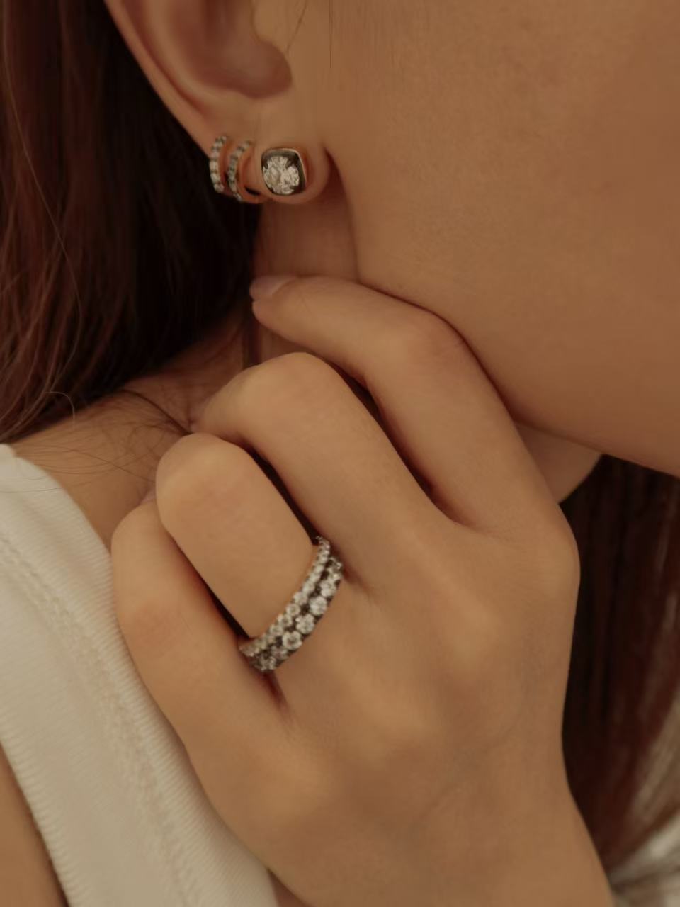 Archive Bubble 2.3ct Round Brilliant Cut Blackened Moissanite Studs Earrings