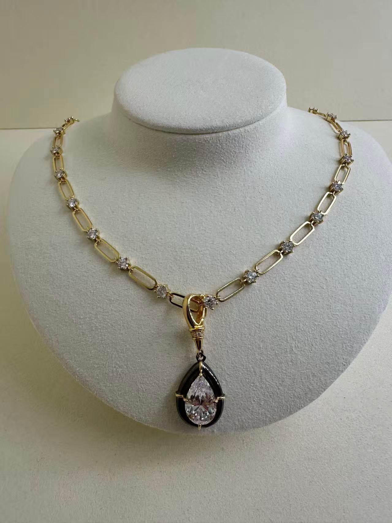 Archive Flow 6.6ct Pear Cut Blackened Moissanite Clip-On Pendant