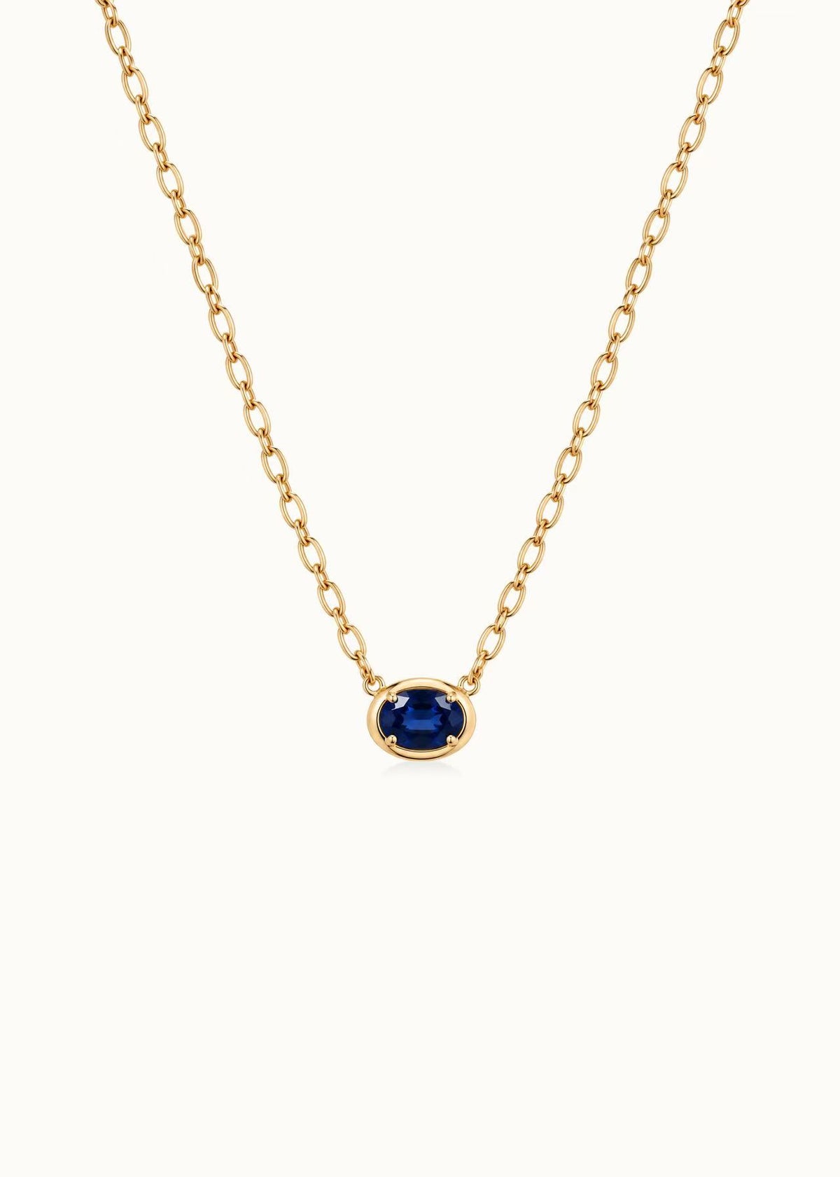 Archive Lab Grown Sapphire Pendent Belcher Chain Necklace 1.75ct