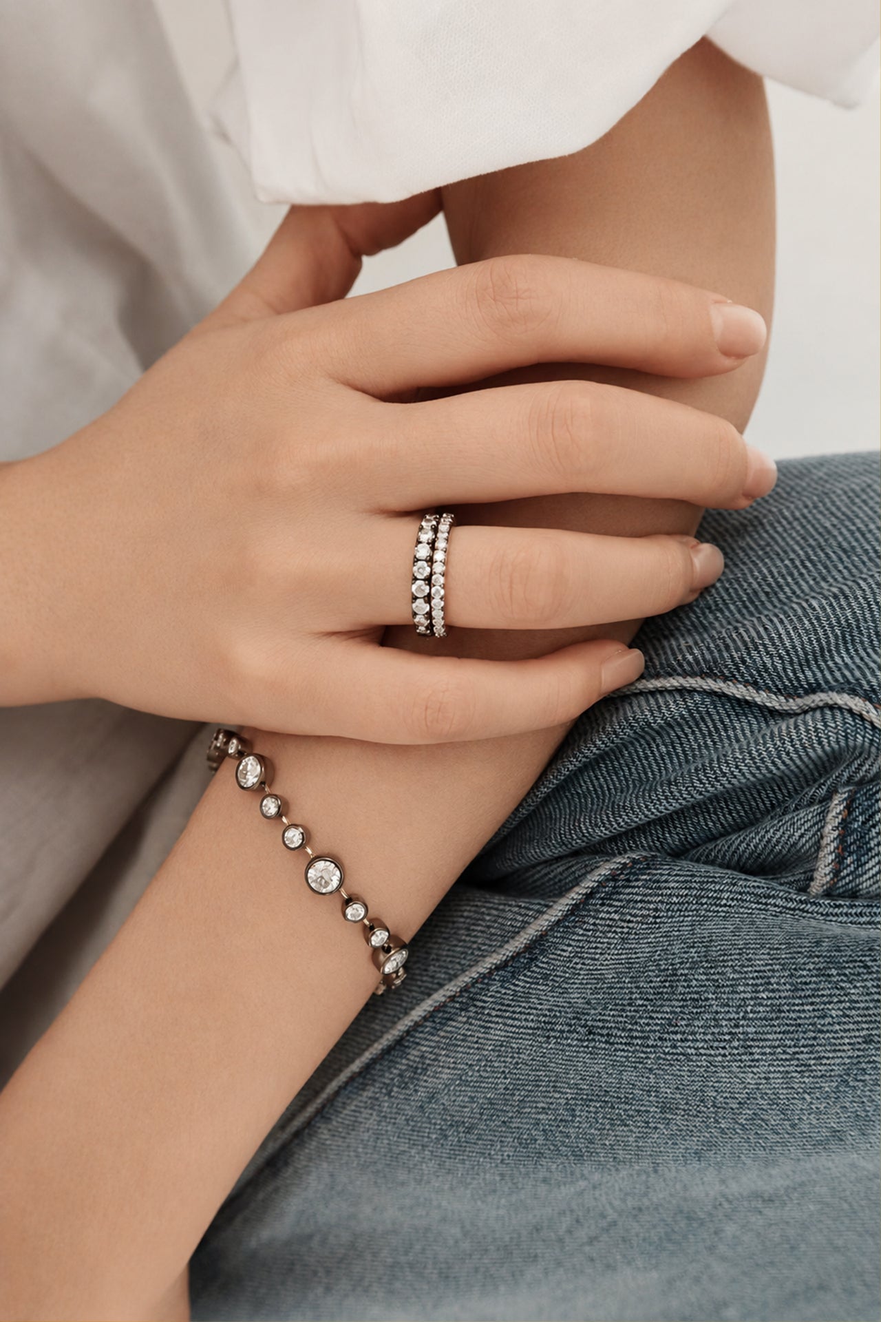 Archive Bubble 7.3mm and 4.5mm Moissanite Tennis Bracelet 5.2ct