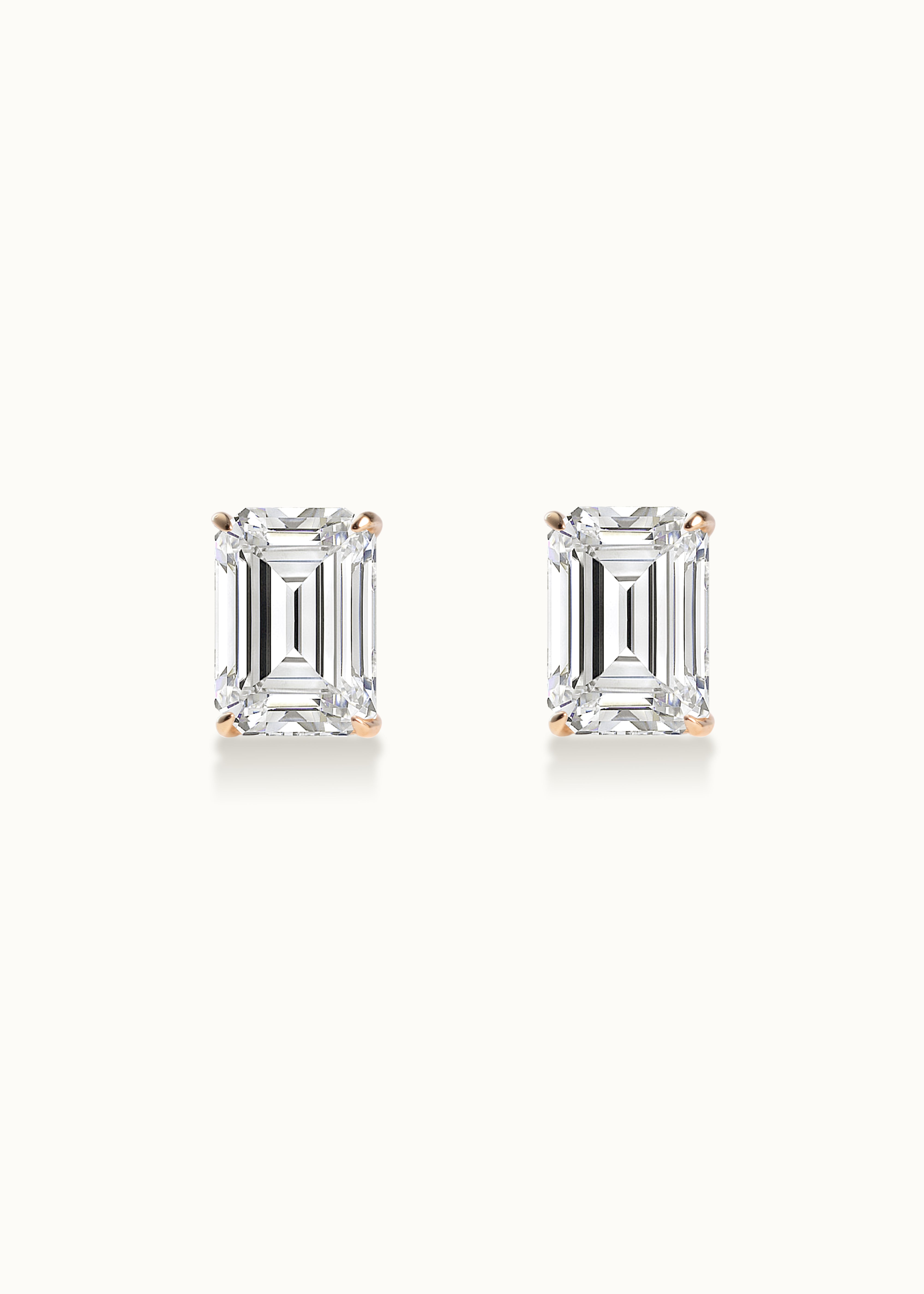Heirloom Classic Emerald Cut Claw Set Diamond Studs Earrings