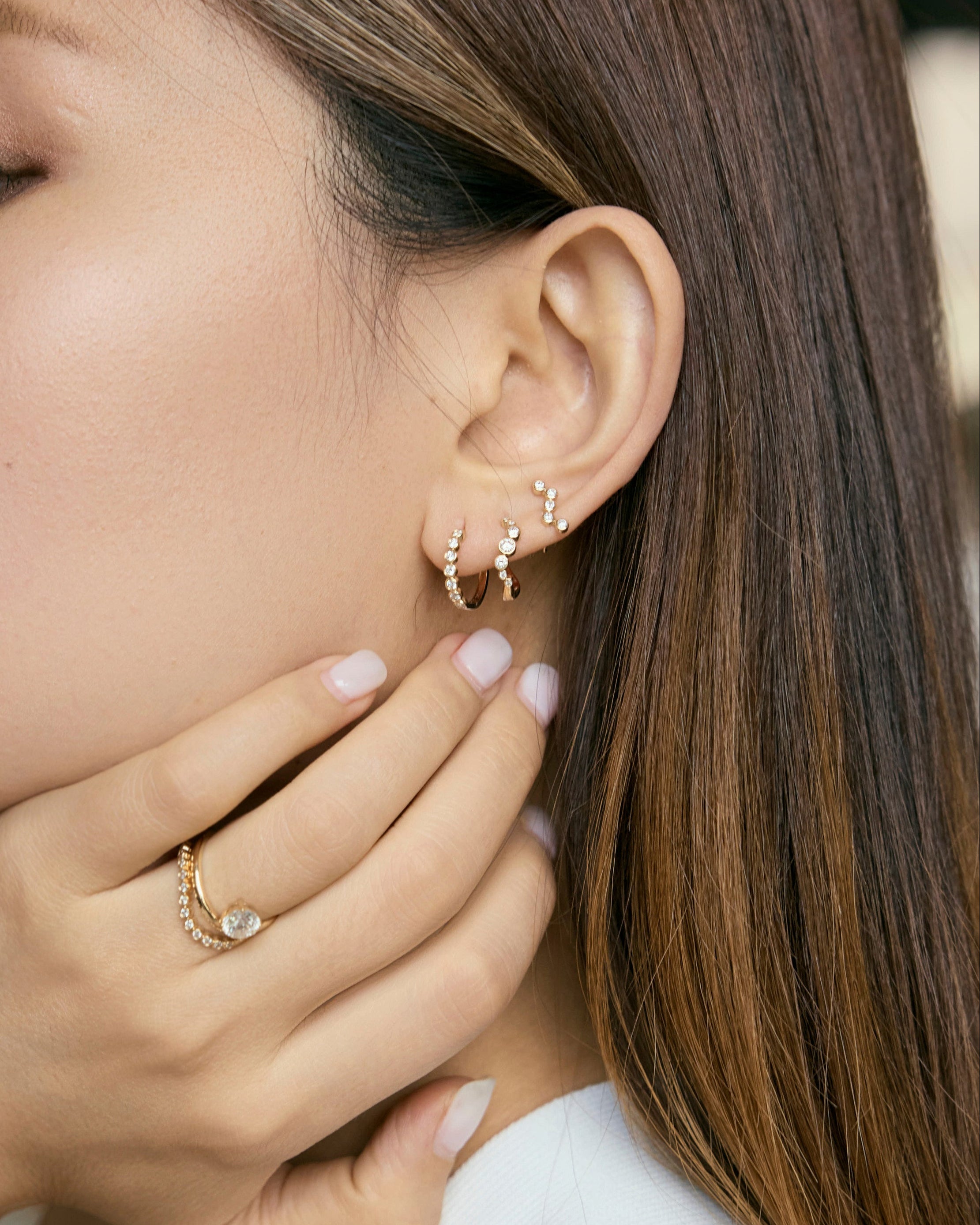 Heirloom Wave 5 Diamond Studs Earrings