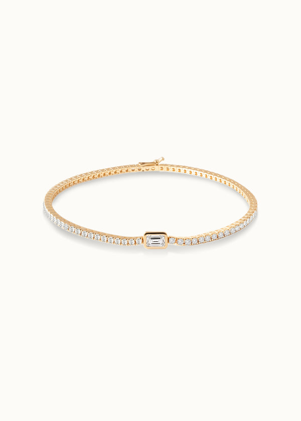 0.3ct Emerald-Cut Diamond Tennis Bracelet 14k Gold
