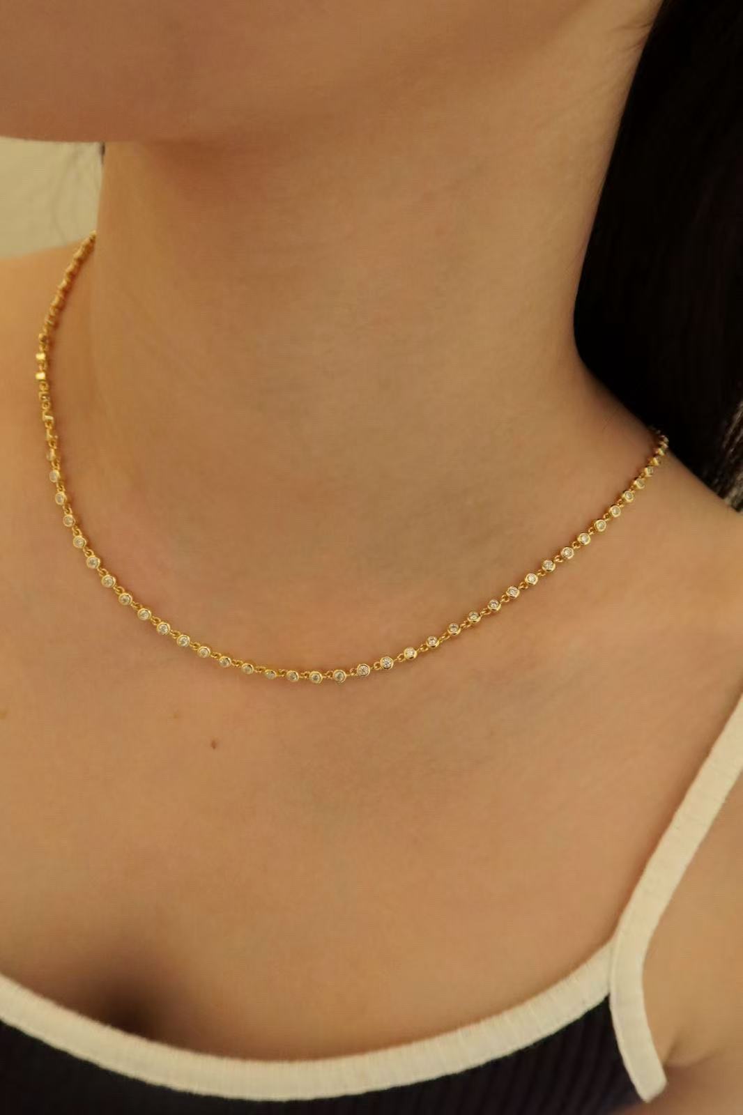24 Hours Bubble Link Moissanite Tennis Necklace 1.59ct