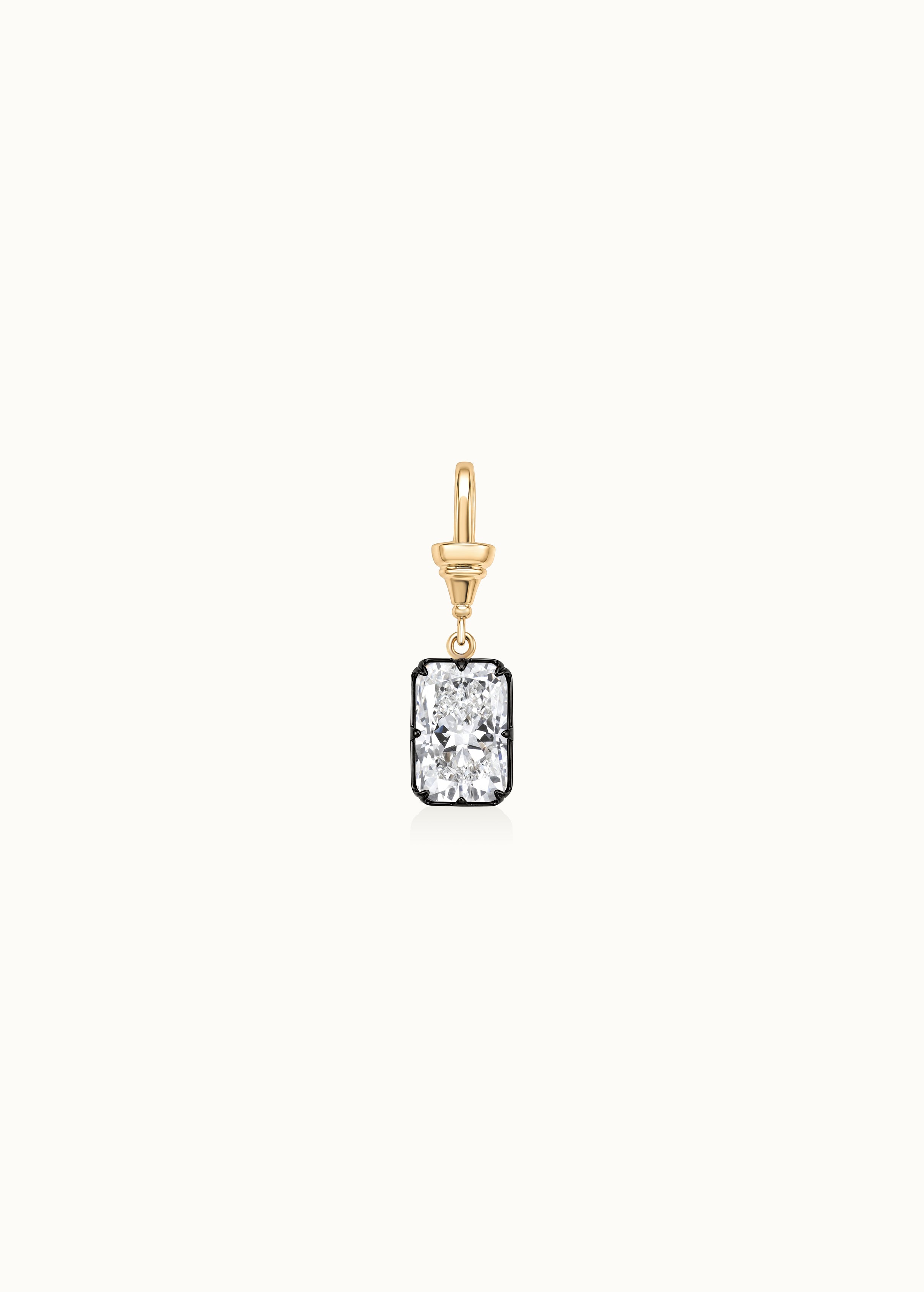 Archive 2.2ct Emerald Cut Blackened Moissanite Clip-On Pendant