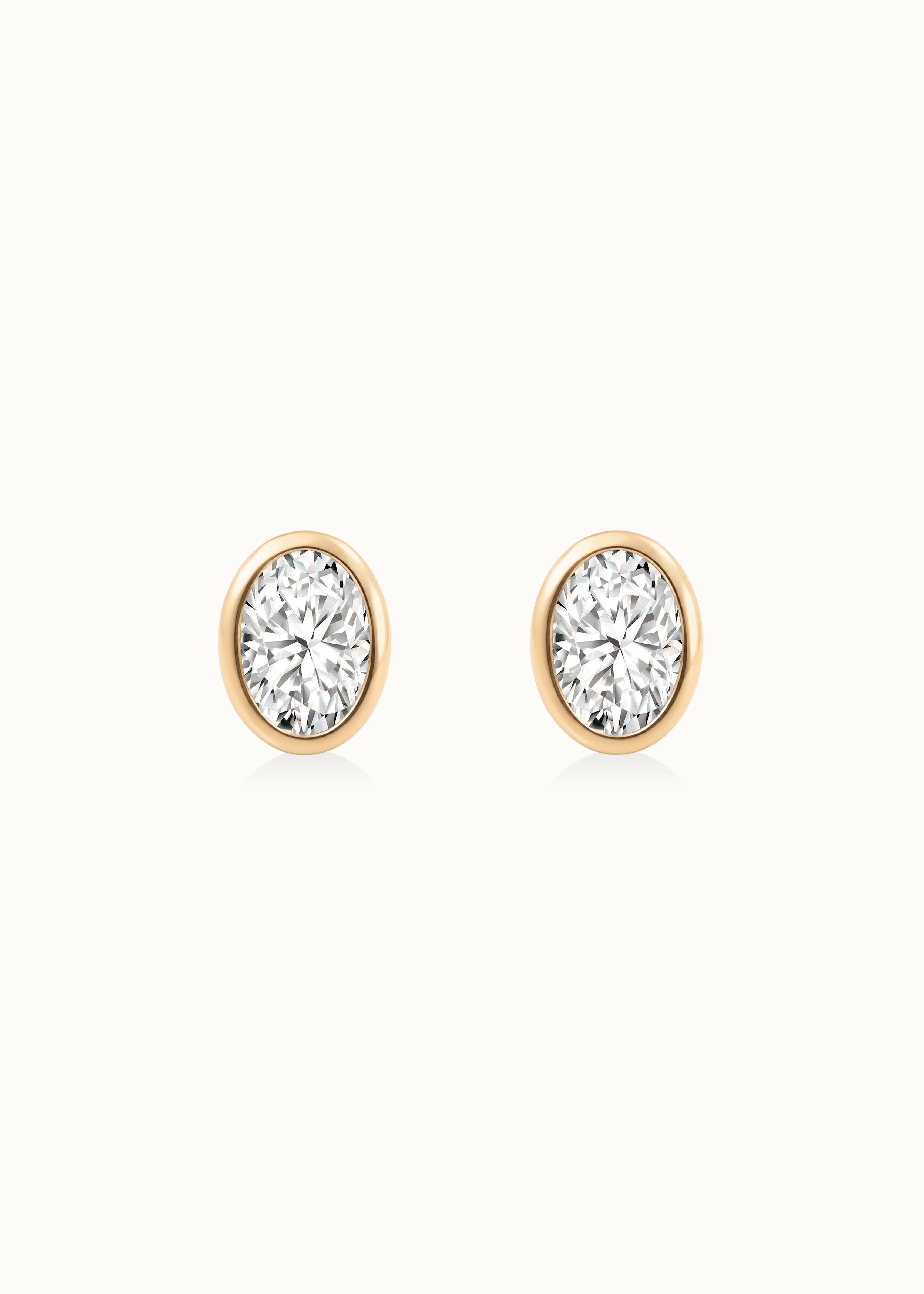 Heirloom Super Flat 1ct Bezel Set Oval Diamond Studs