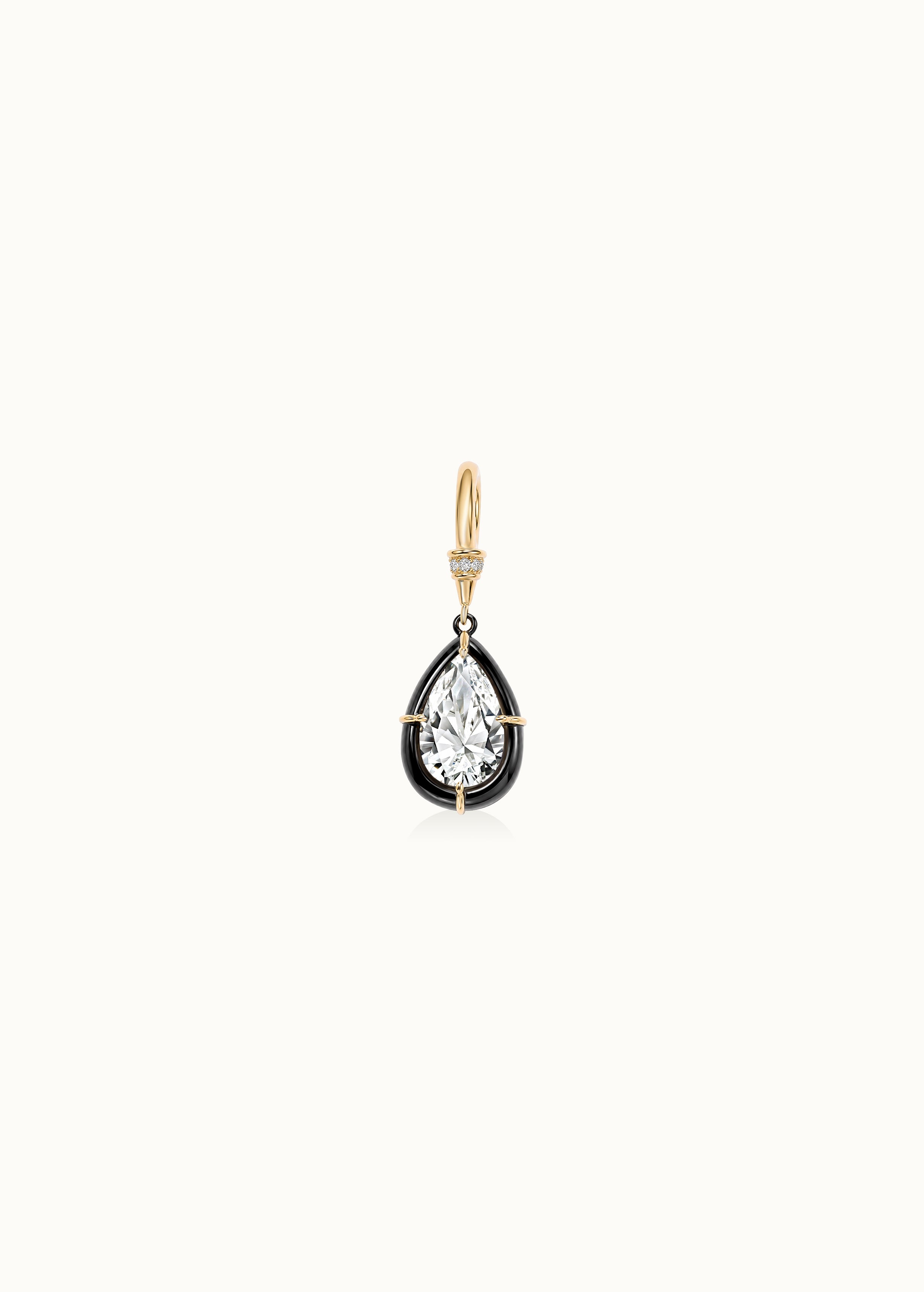 Archive 6.6ct Pear Cut Blackened Moissanite Clip-On Pendant