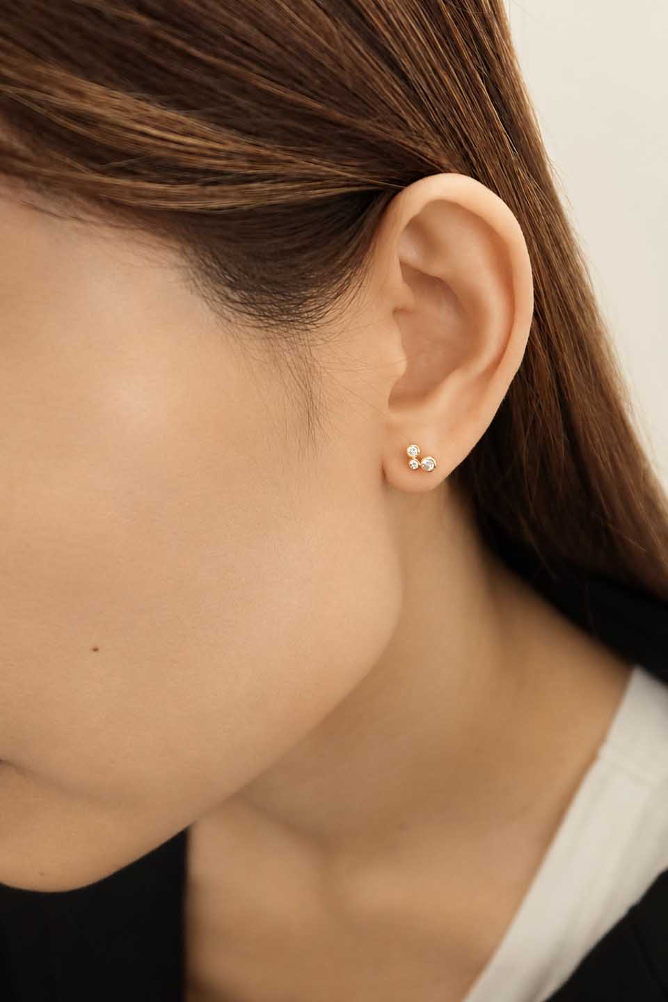 Heirloom Wave Bubble 3 Diamond Studs