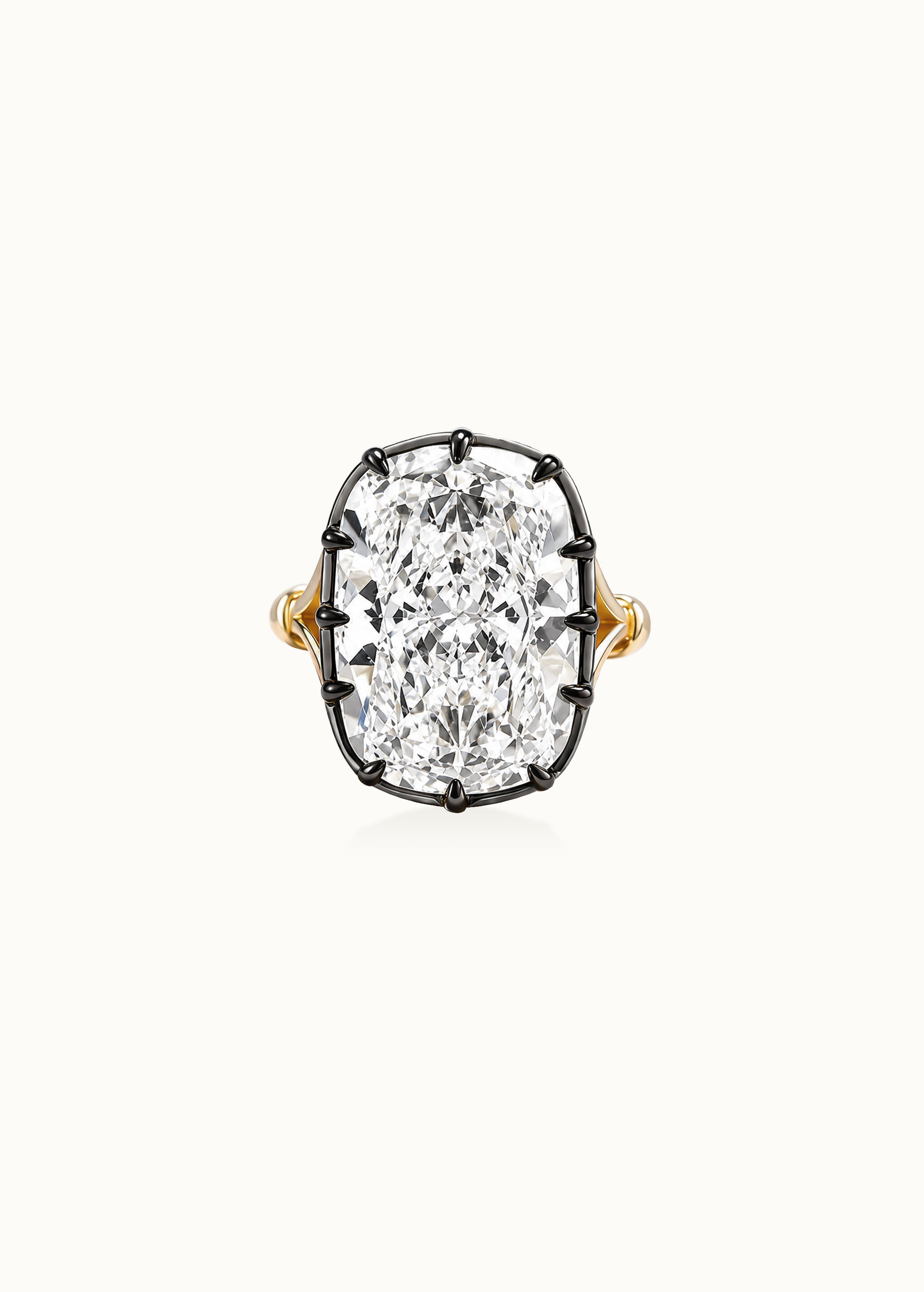 Archive Cushion Cut Claw Set Blackened Moissanite Ring 15ct