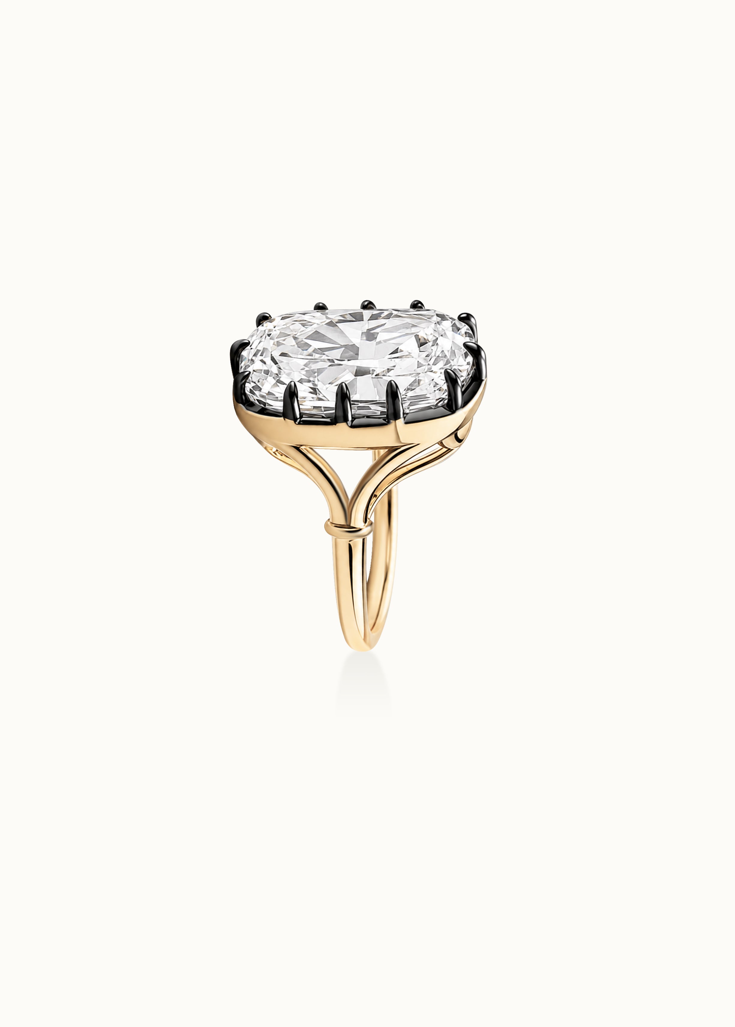 Archive Cushion Cut Claw Set Blackened Moissanite Ring 15ct