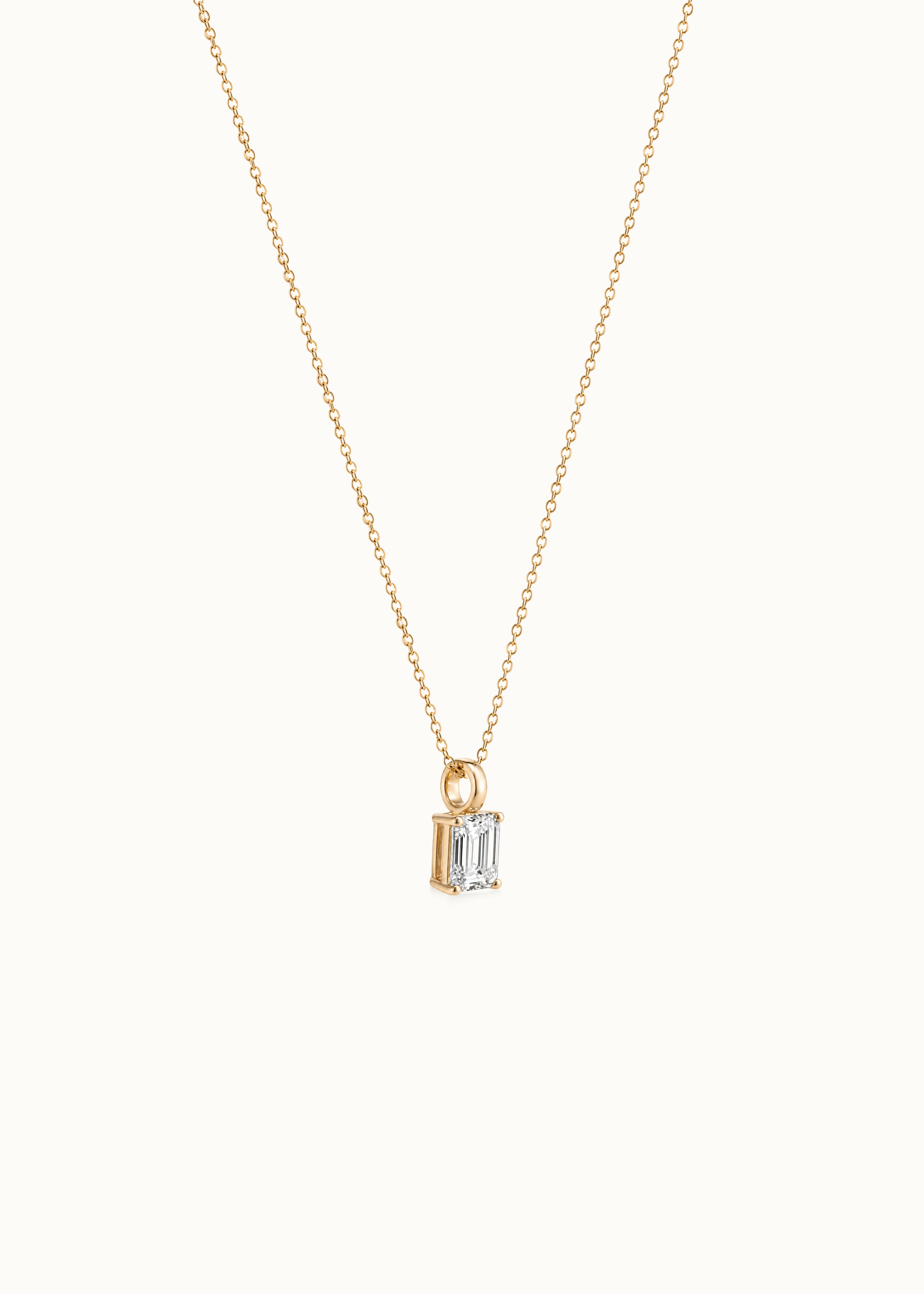 Heirloom Classic 1ct Emerald Cut Diamond Solitaire Pendant Necklace
