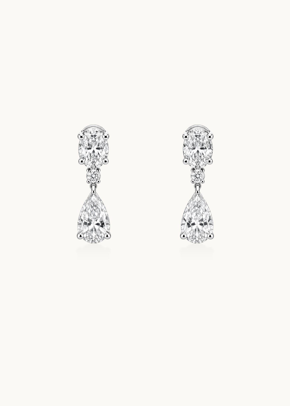 24 Hours Oval and Pear Moissanite Drop Earrings 4ct