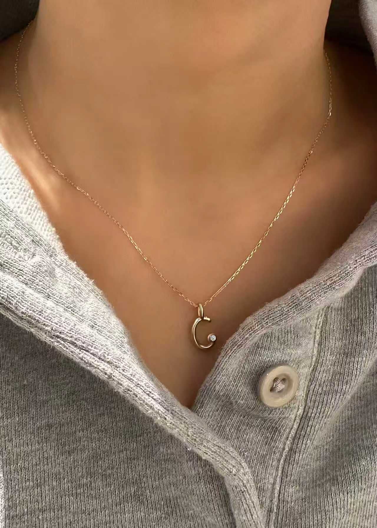 Dream Initial Diamond Charm Necklace