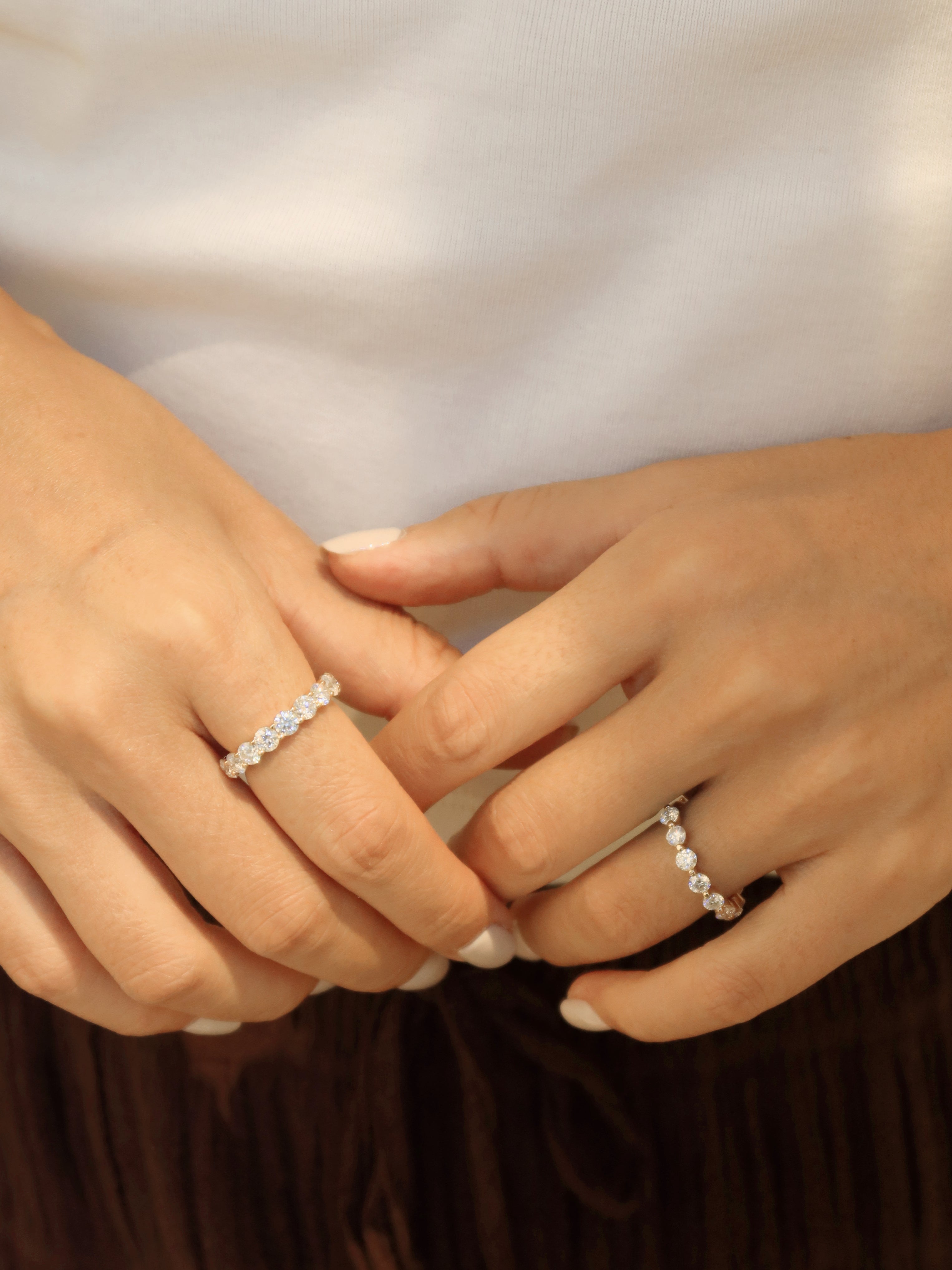 24 Hours Round Brilliant Cut Claw Set 3mm Moissanite Semi Eternity Ring 1.1ct