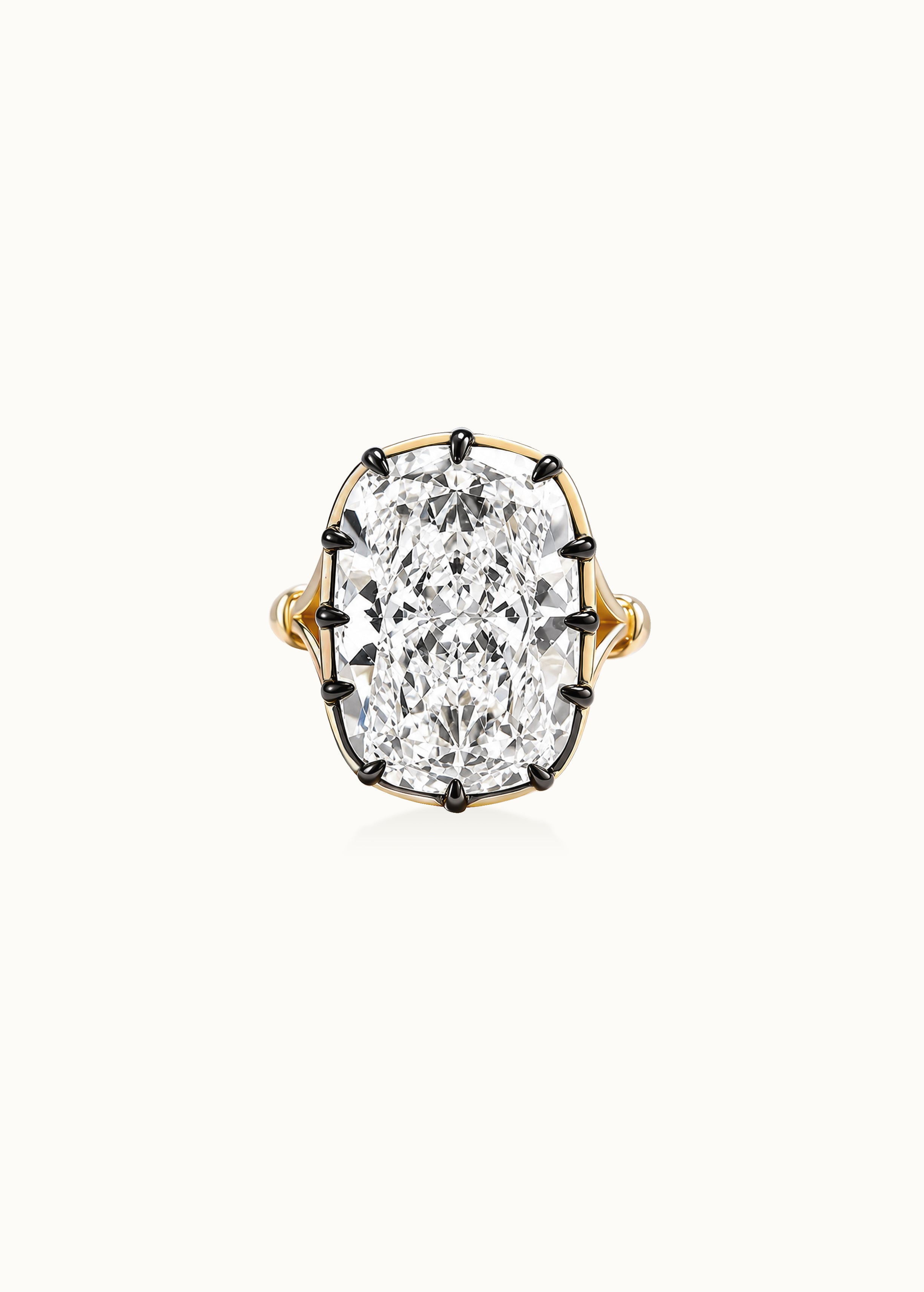 Archive Cushion Cut Claw Set Blackened Moissanite Ring 15ct