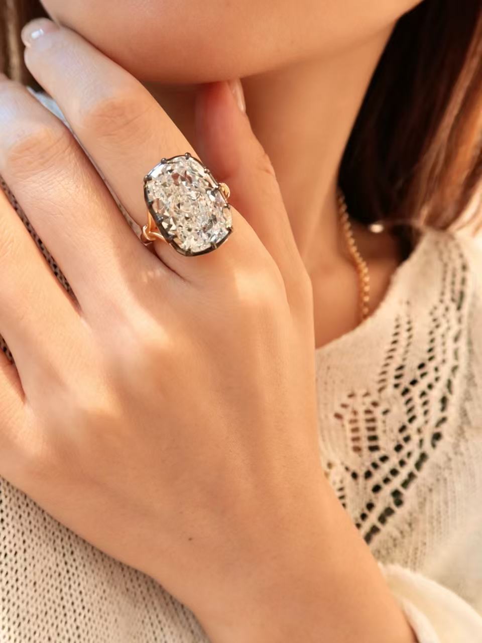 Archive Cushion Cut Claw Set Blackened Moissanite Ring 15ct