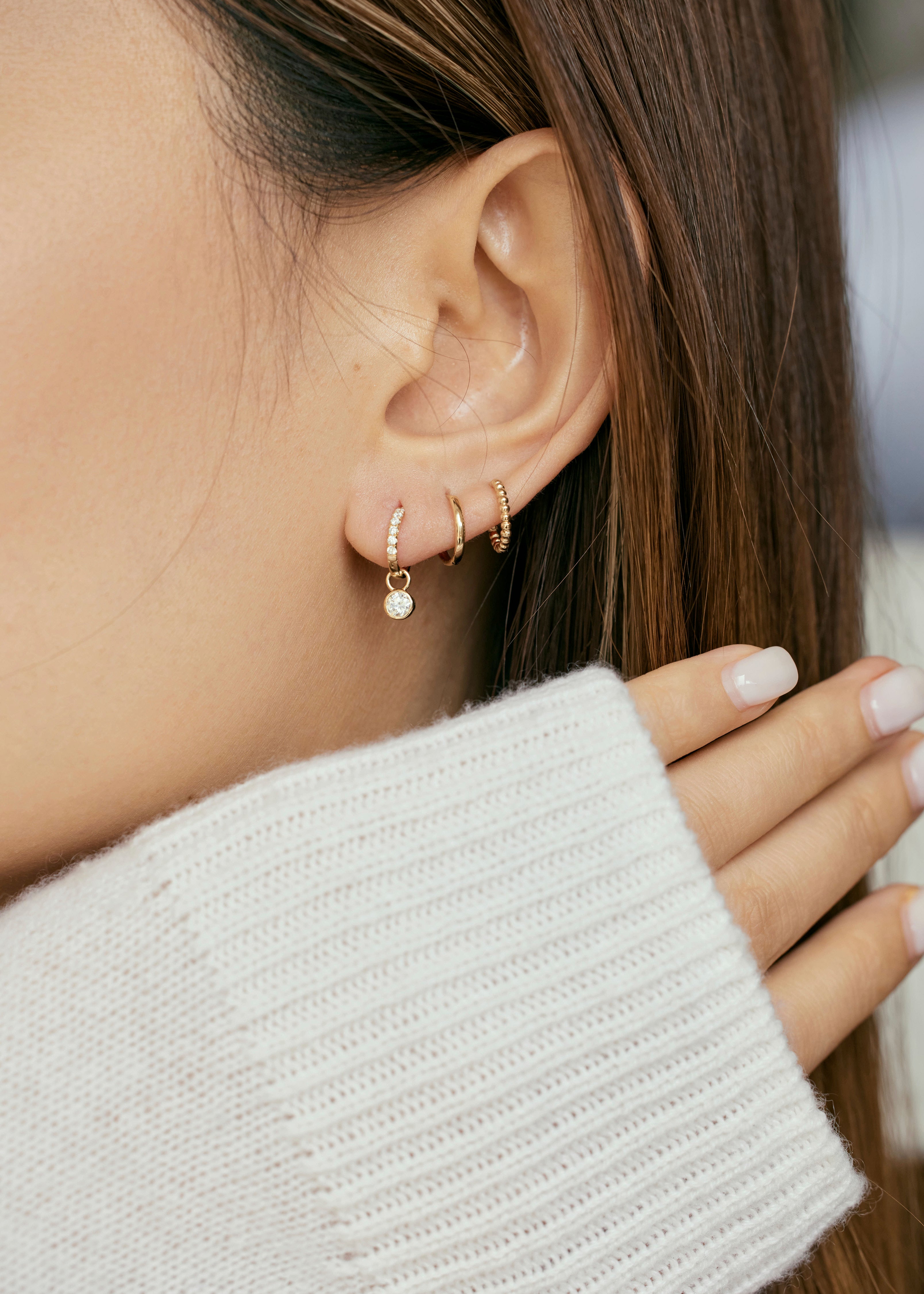 Heirloom Flow Bubble 0.2ct Round Brilliant Diamond Hoop Charm