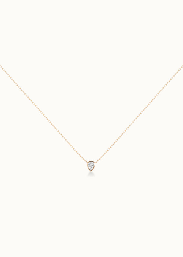 0.3ct Pear Diamond Bezel Necklace 14k Gold