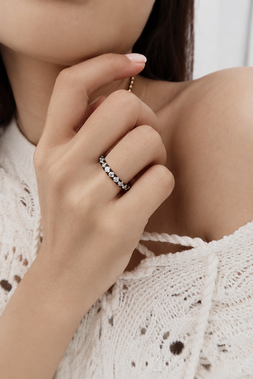 Archive Blackened Moissanite 3.2mm Semi-Eternity Ring