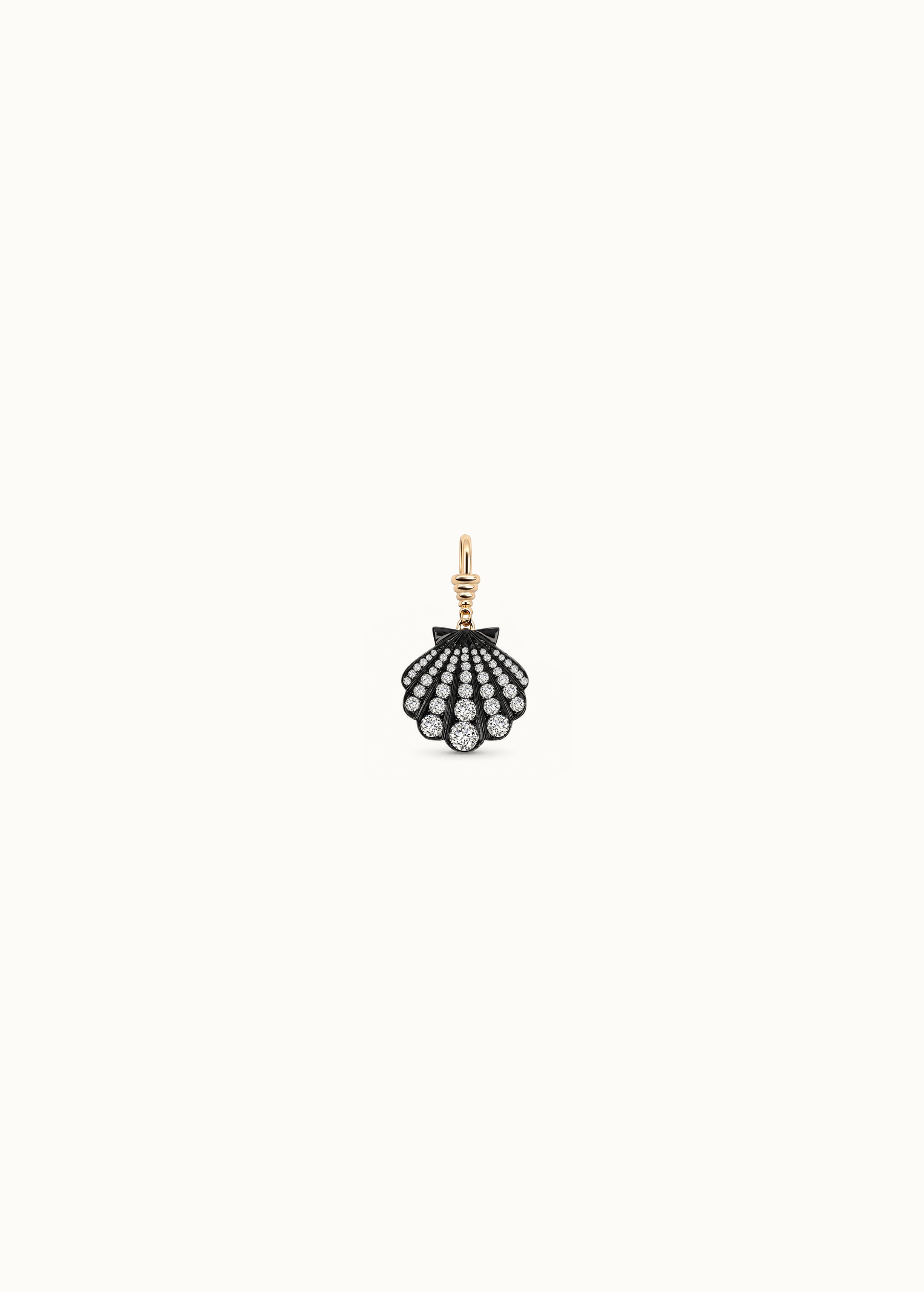 Archive Blackened Moissanite Small Shell Clip-On Pendant