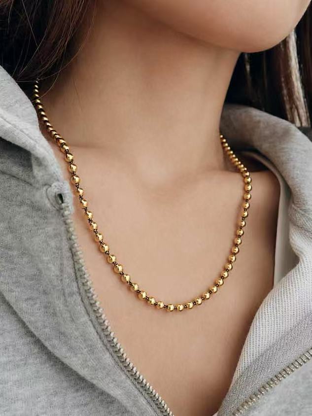 Archive 4.5mm Golden Bead Blackened Chain Necklace