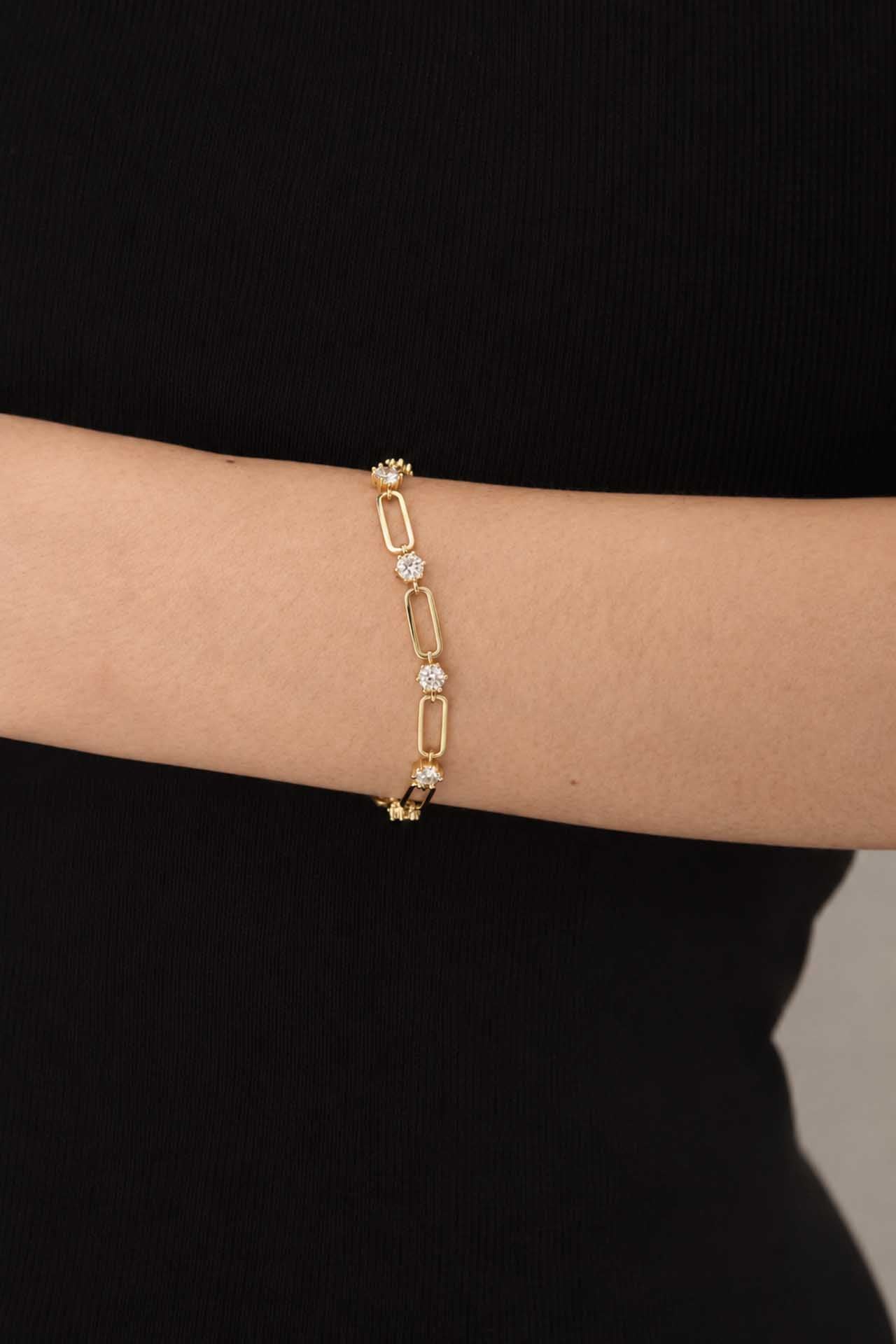 24 Hours Paperclip Links 3ct Moissanite Bracelet