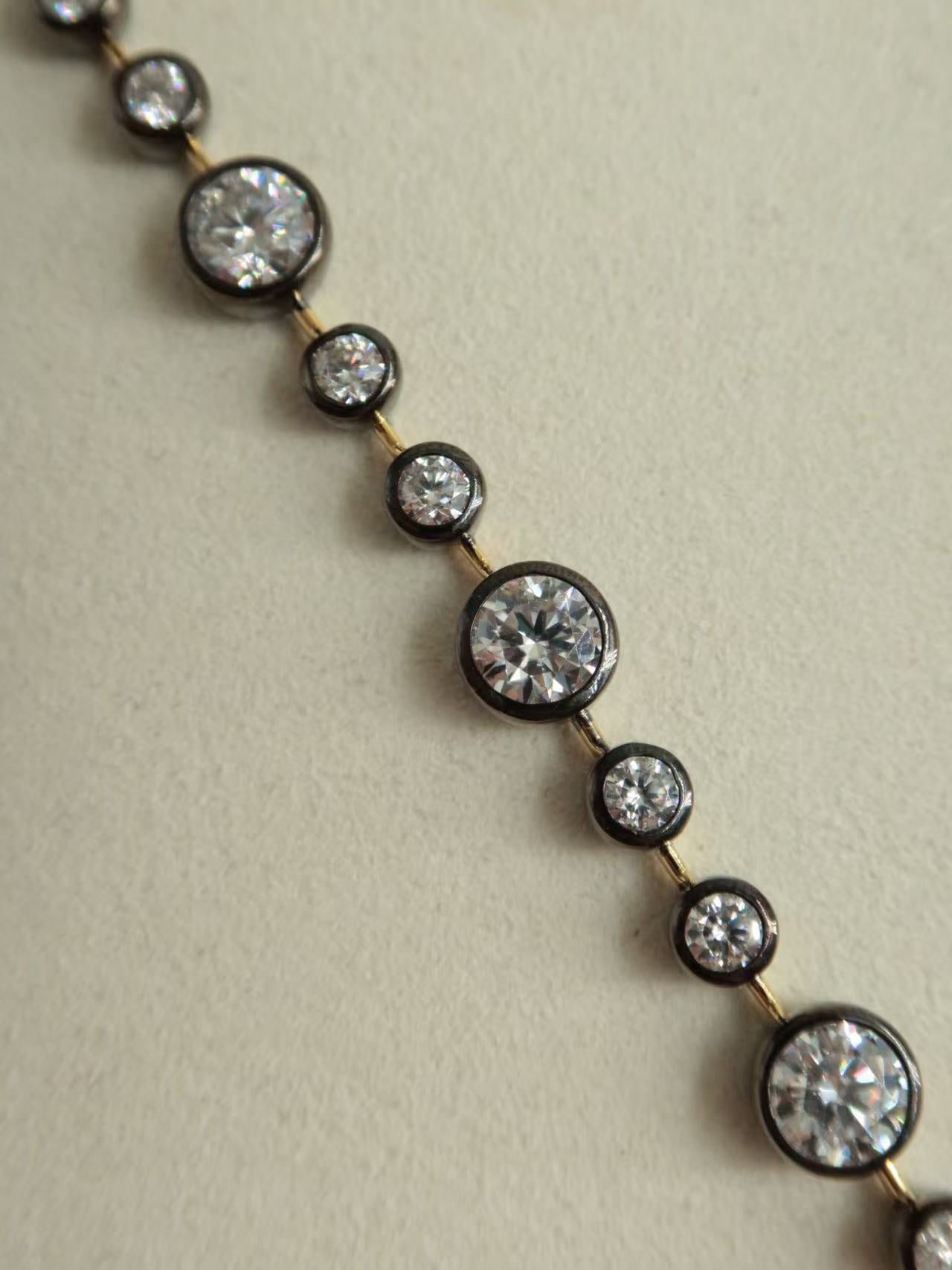 Archive Bubble 15ct Bezel Set Blackened Moissanite Tennis Necklace