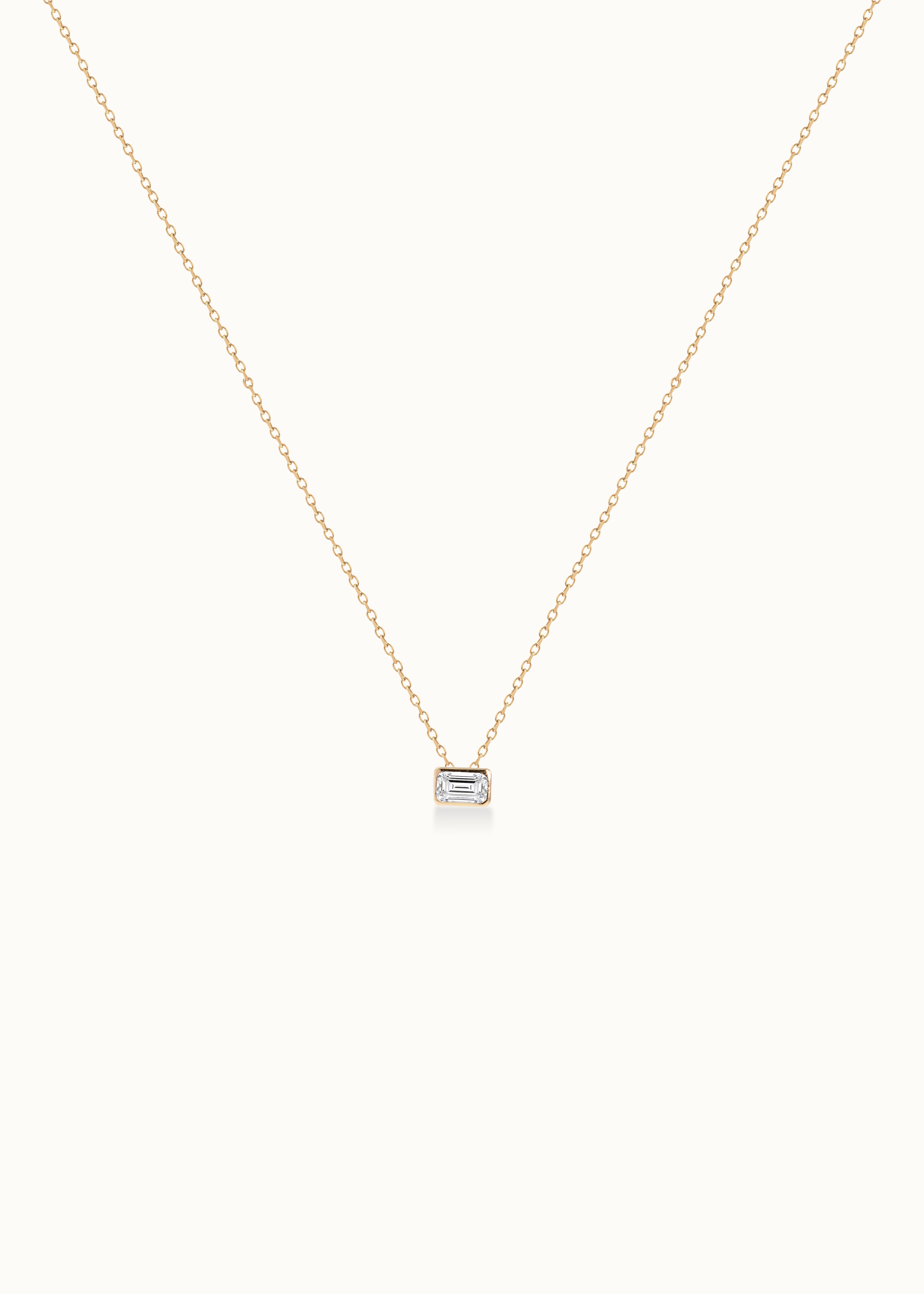 Heirloom Classic 0.3ct Bezel Set Emerald Cut Diamond Solitaire Necklace