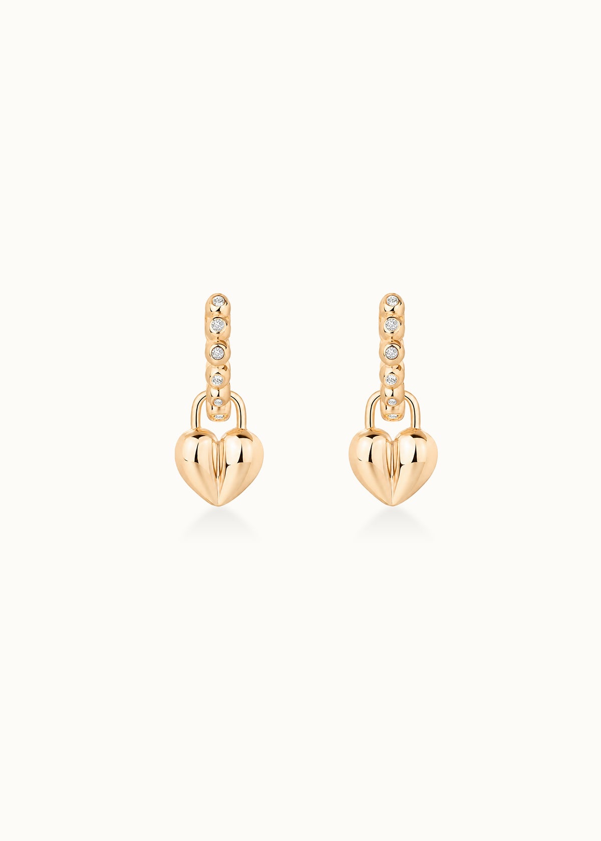 24 Hours Bubble Moissanite 8mm Hoop Crushed Heart Earrings